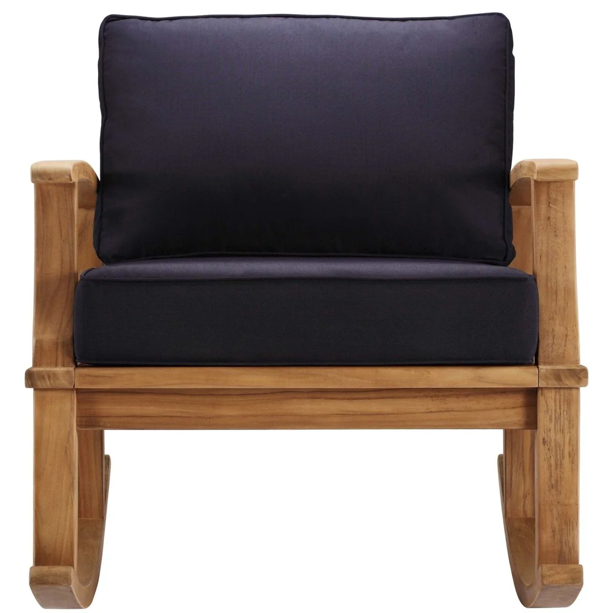 Teak Wood Outdoor Patio Rocking Chair with Cushioned Seat and Slatted Back - Image 13