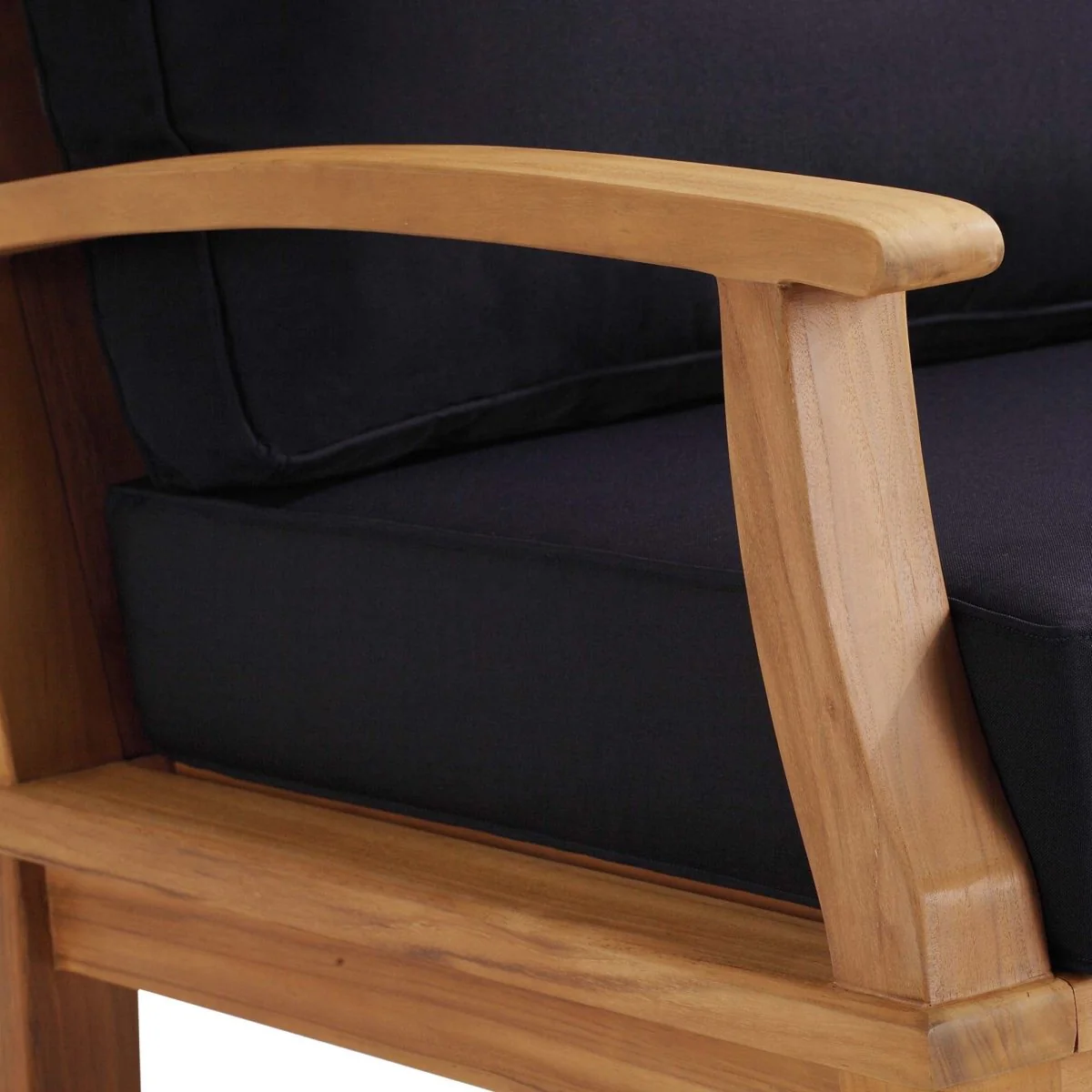 Teak Wood Outdoor Patio Rocking Chair with Cushioned Seat and Slatted Back - Image 14