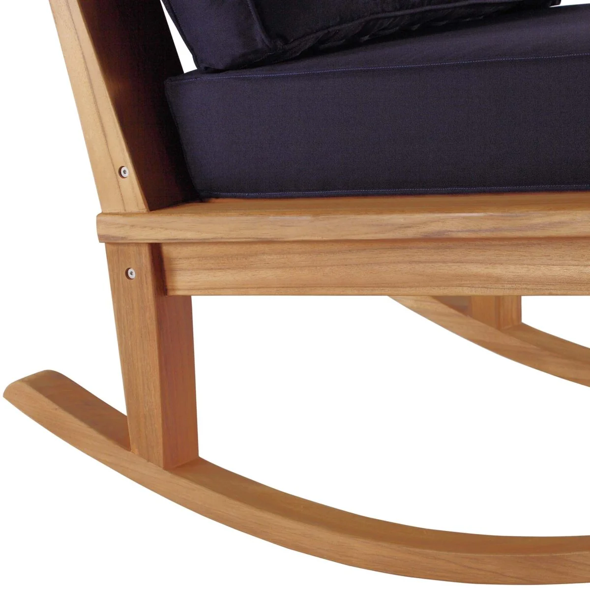 Teak Wood Outdoor Patio Rocking Chair with Cushioned Seat and Slatted Back - Image 15
