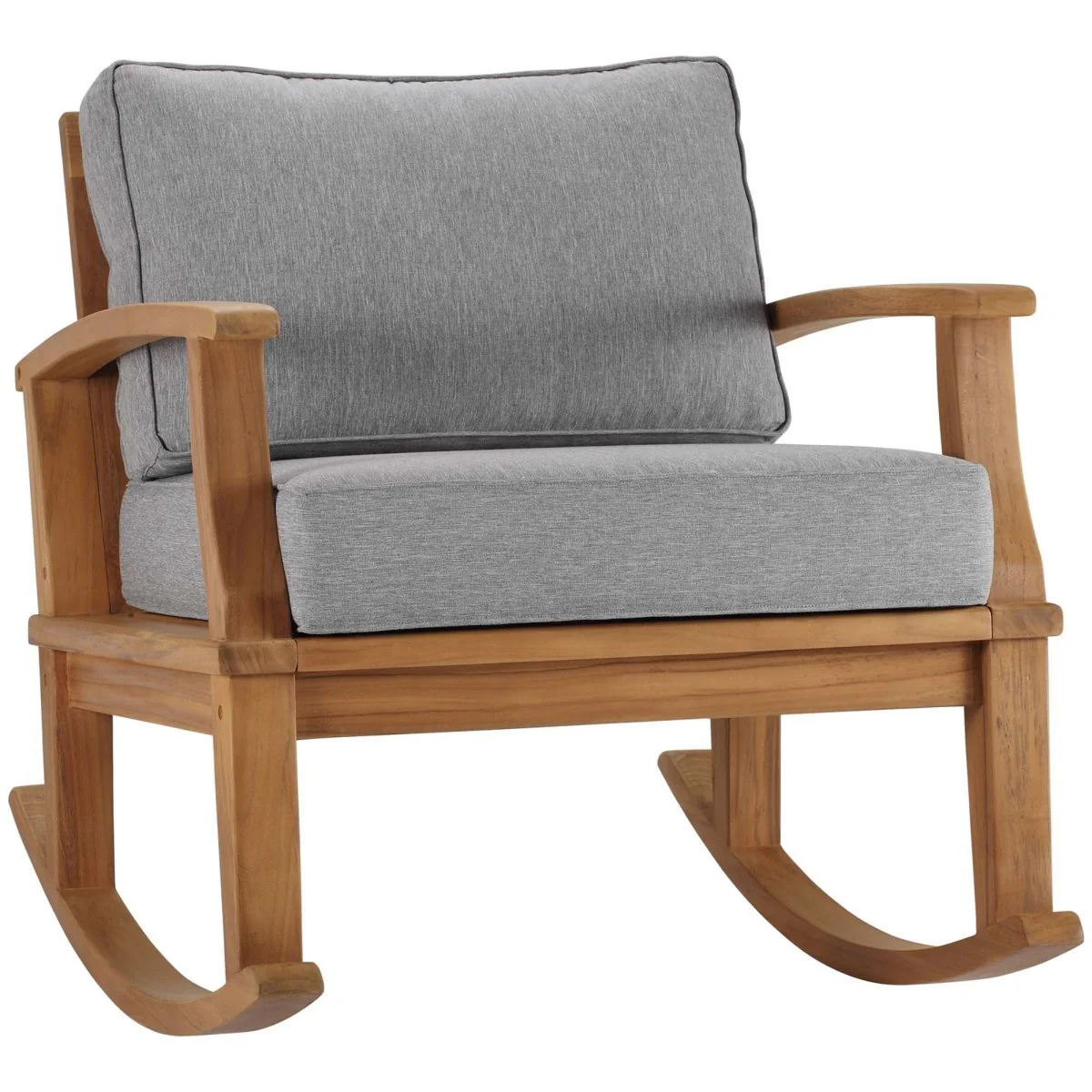 Teak Wood Outdoor Patio Rocking Chair with Cushioned Seat and Slatted Back - Image 17