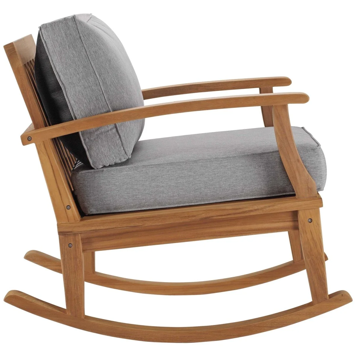 Teak Wood Outdoor Patio Rocking Chair with Cushioned Seat and Slatted Back - Image 19