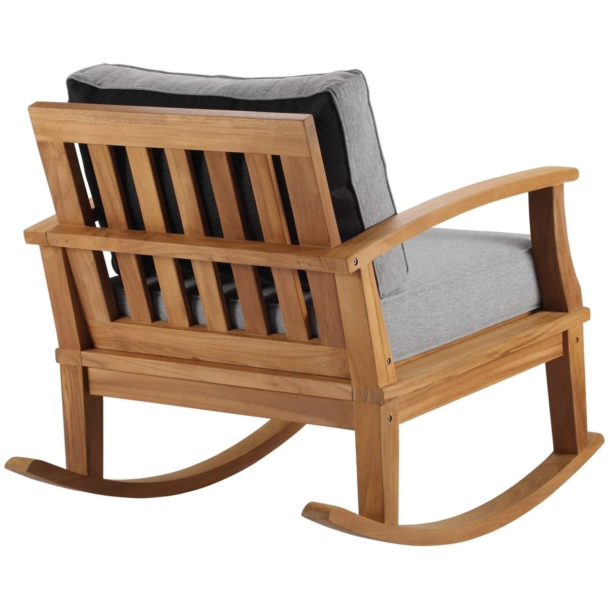 Teak Wood Outdoor Patio Rocking Chair with Cushioned Seat and Slatted Back - Image 20
