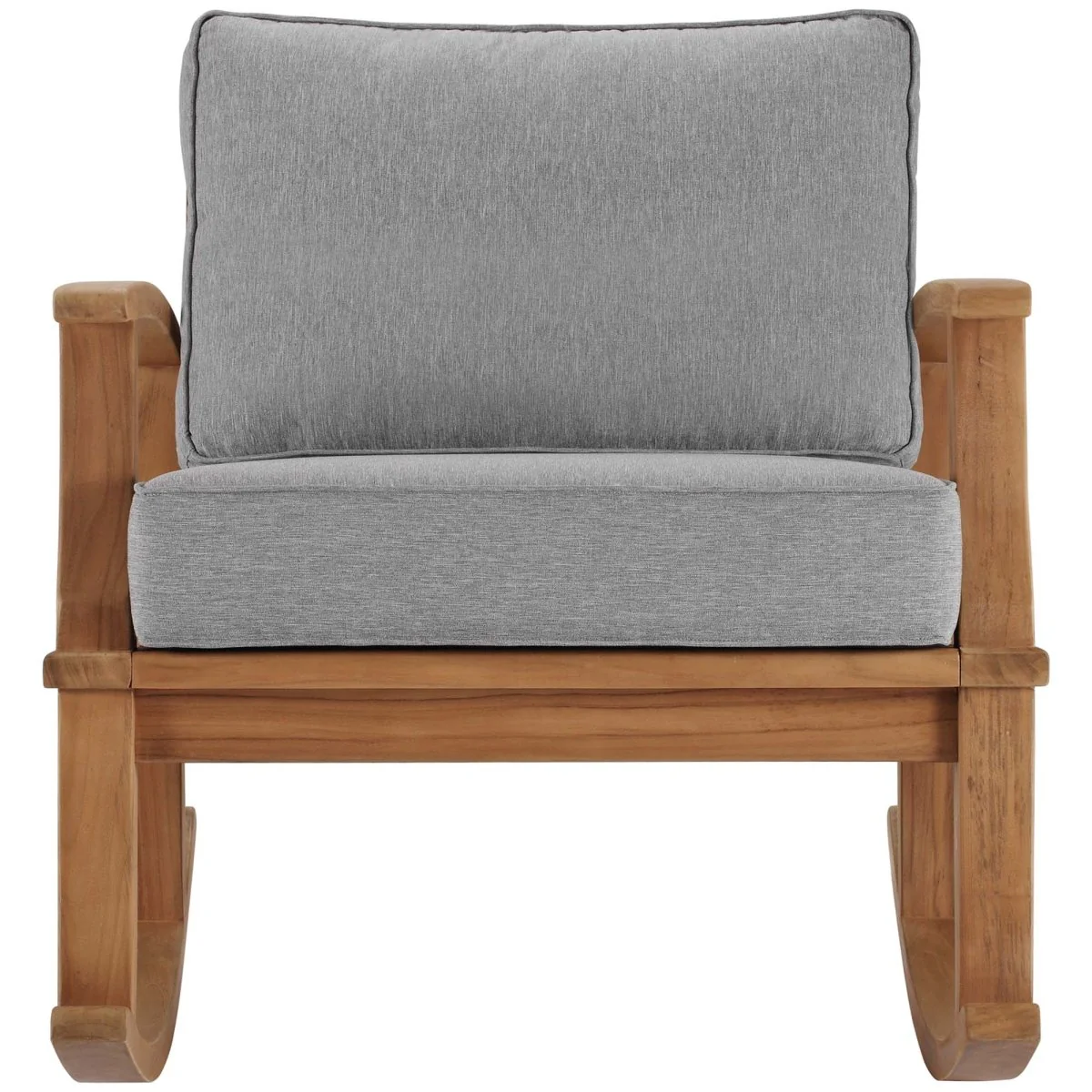 Teak Wood Outdoor Patio Rocking Chair with Cushioned Seat and Slatted Back - Image 21