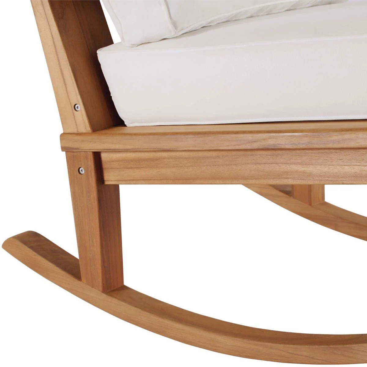 Teak Wood Outdoor Patio Rocking Chair with Cushioned Seat and Slatted Back - Image 7