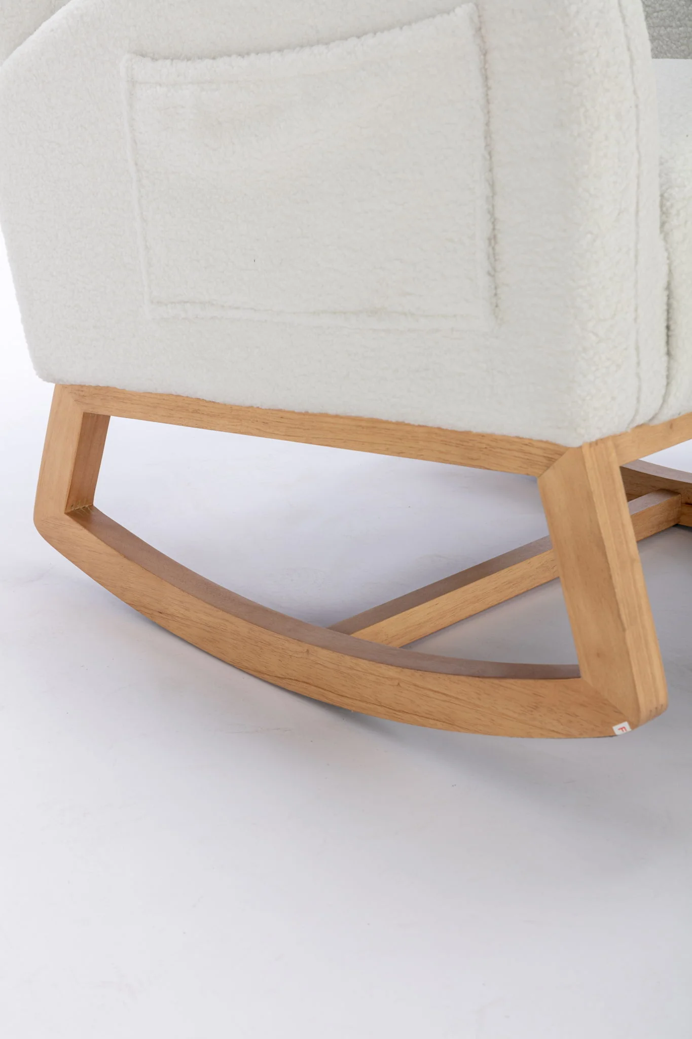 Teddy Fabric Rocking Chair With Packet Wood Legs - Ivory - Image 7