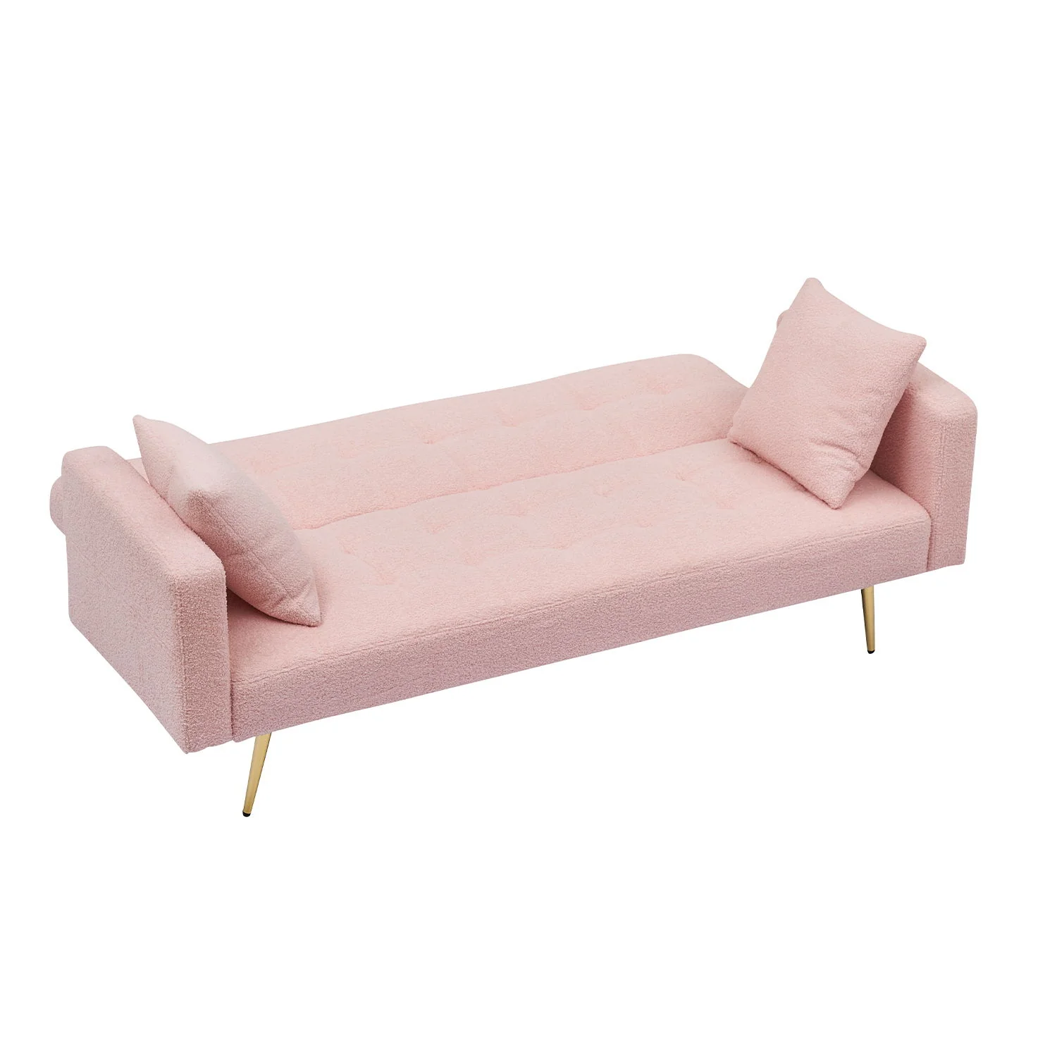 Teddy Fleece Sofa Bed With Luxurious Throw Pillows - Image 2
