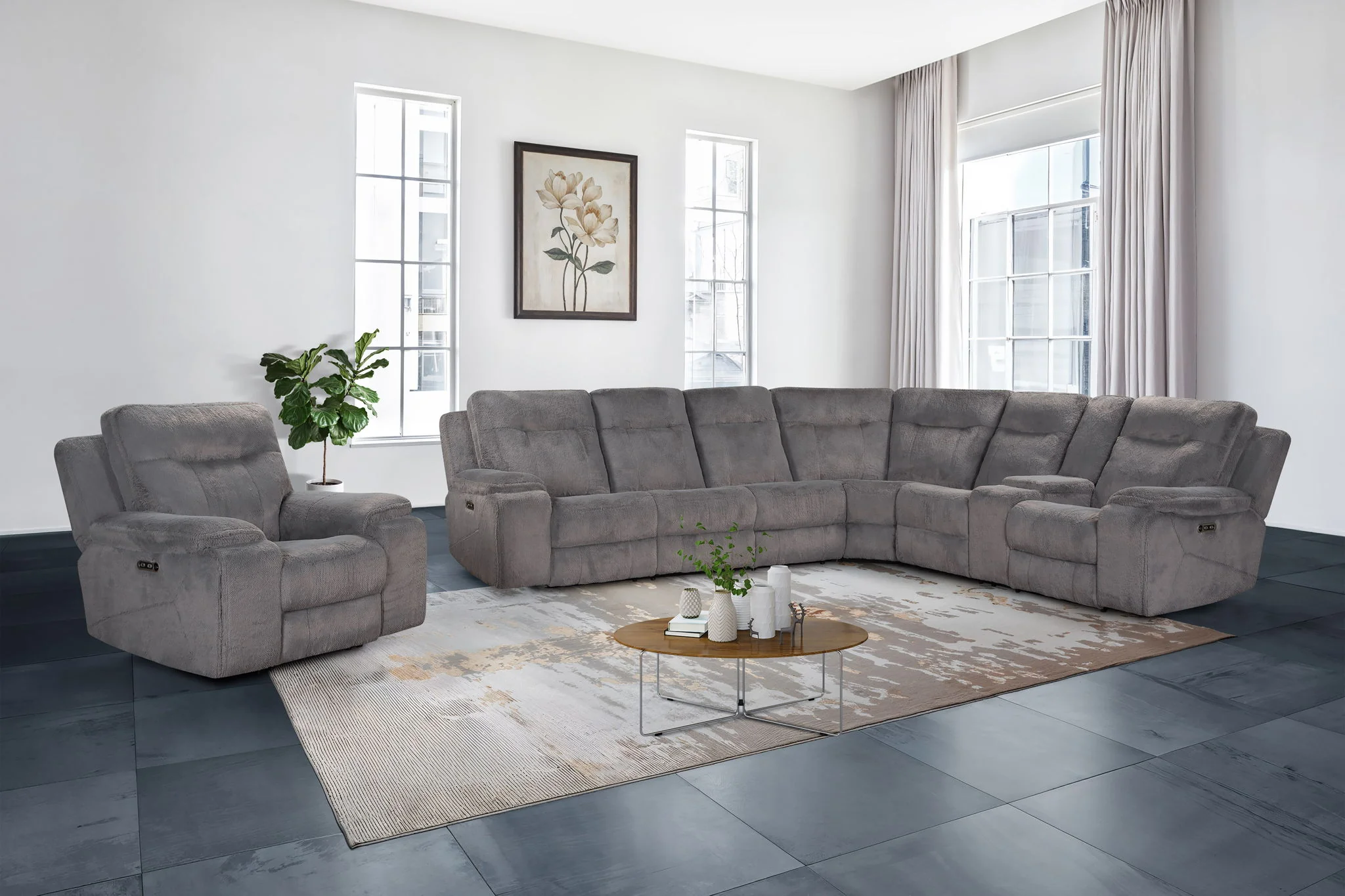 Teddy - Recliner With Power Headrest & Footrest - Gray - Image 2