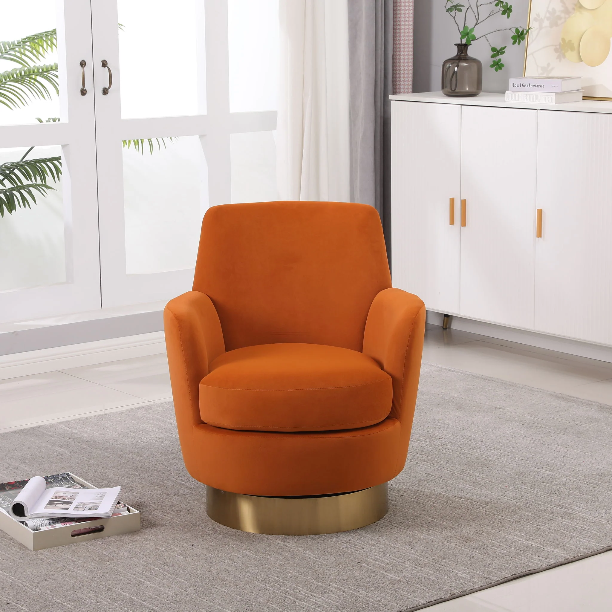 Teddy Swivel Barrel Chair, Swivel Accent Chairs Armchair For Living Room - Image 2