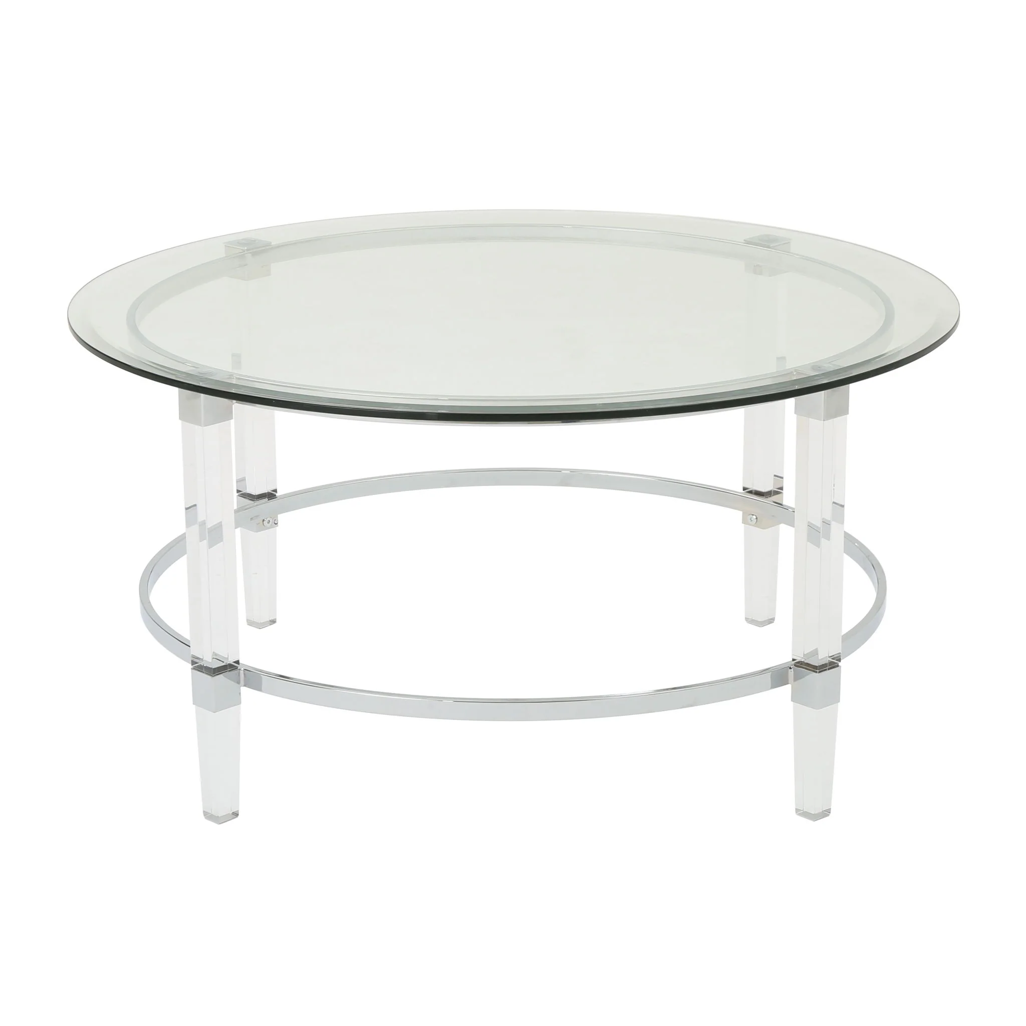Tempered Glass Round Coffee Table With Four Legs - Clear - Image 6