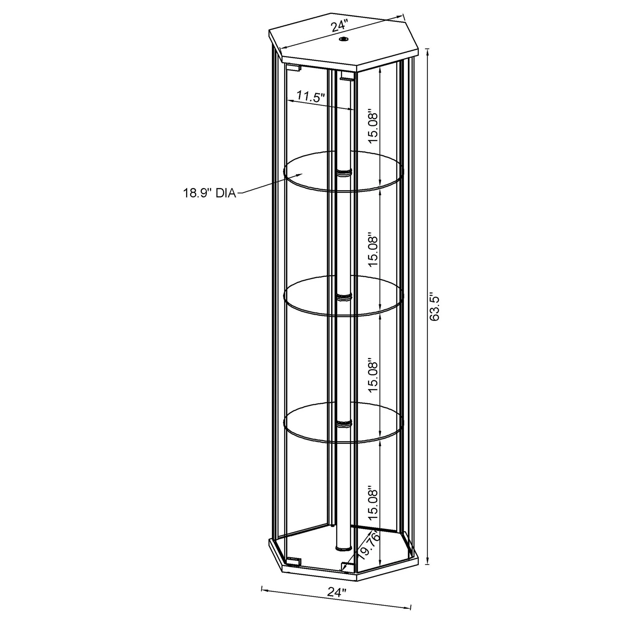 Tenley - 4 Shelf Curio Cabinet With Hexagonal Design - Image 10