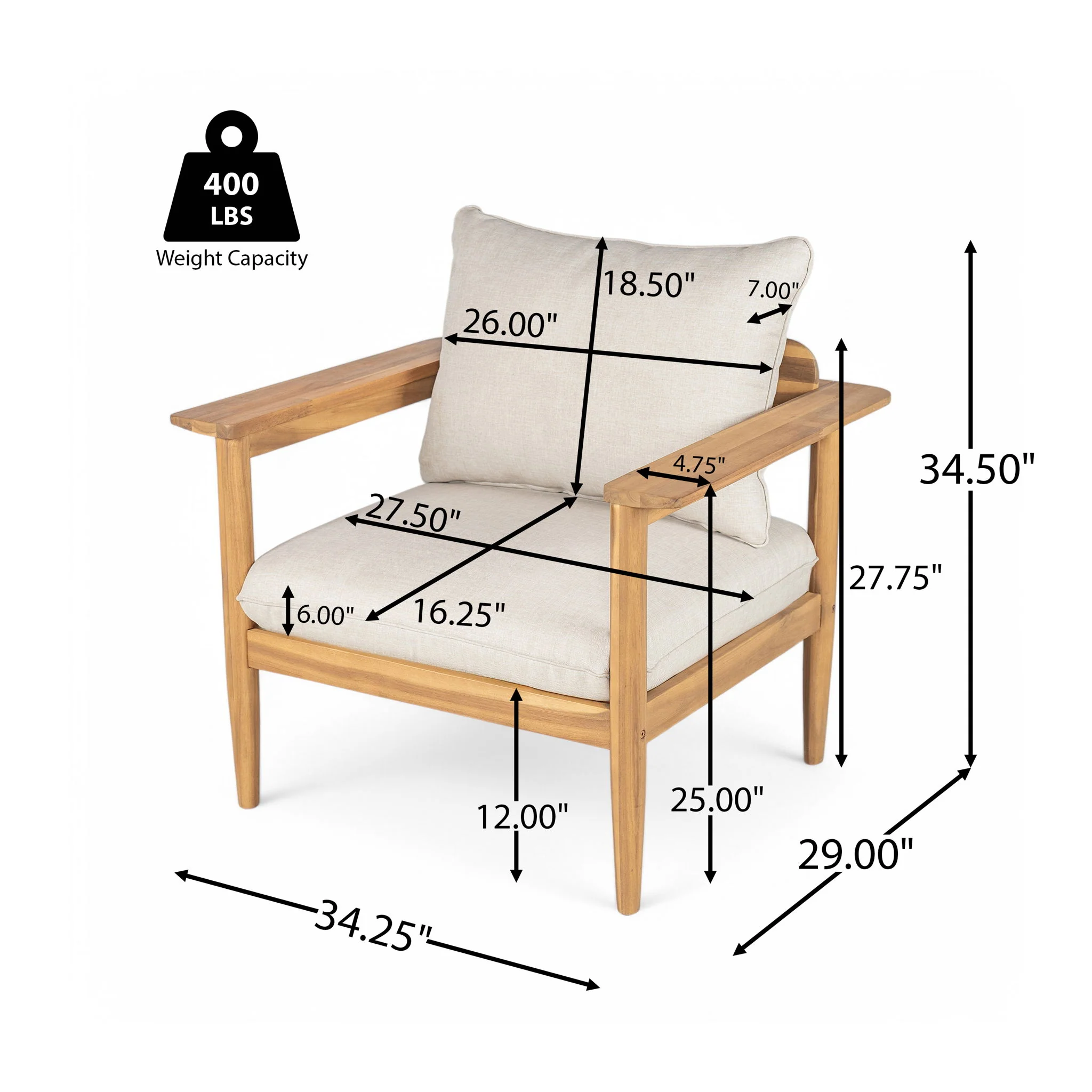 Terassi - Outdoor Lounge Chair (Set of 2) With Cushions - Beige / Light Teak - Image 4
