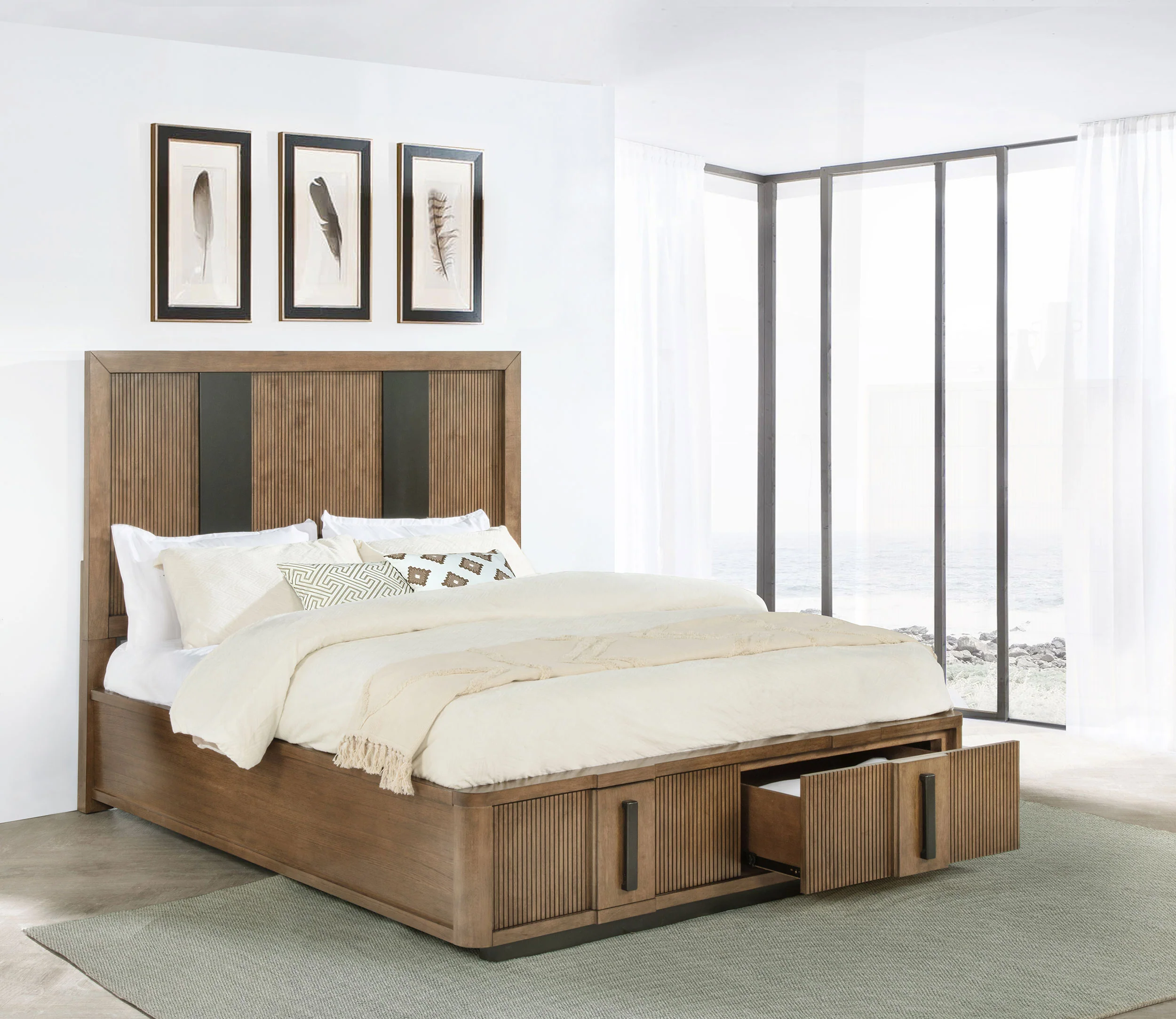 Terrace 2-Drawer California King Storage Bed, Ash Brown - Image 5