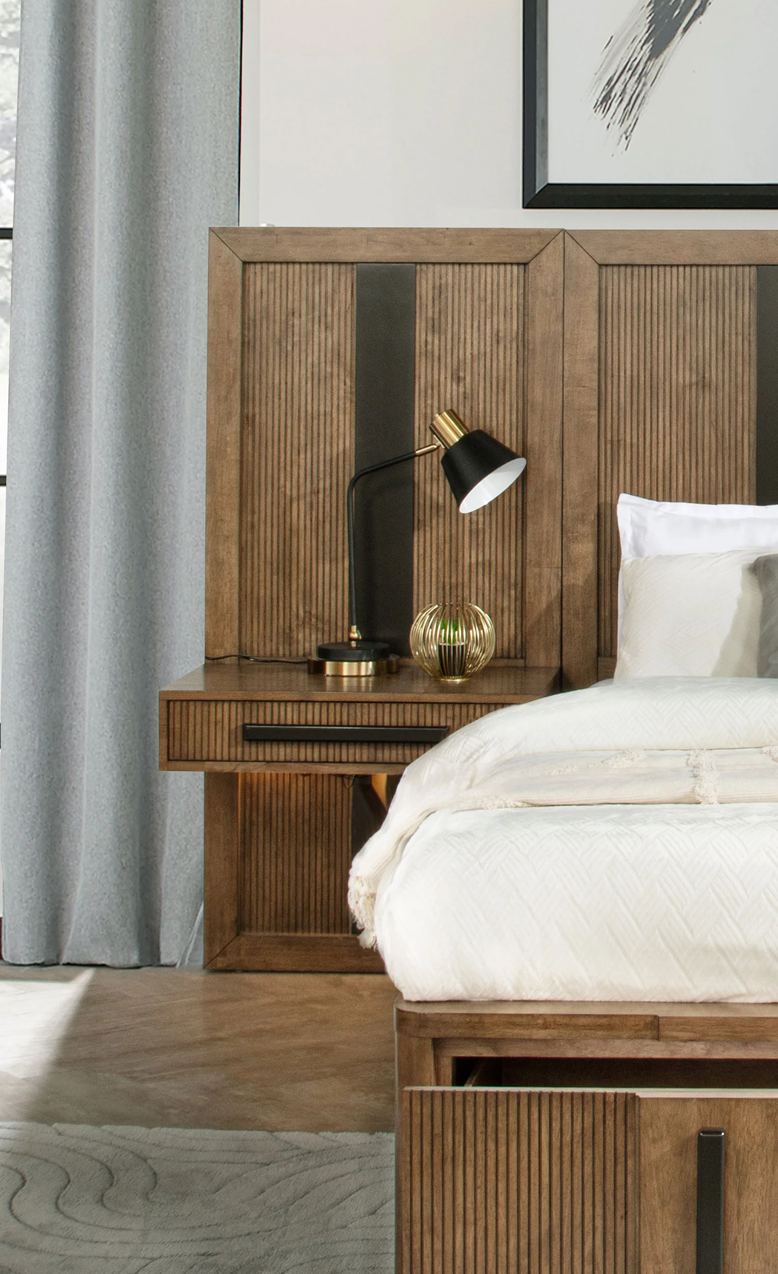 Terrace Queen Wall Panel Storage Bed Ash Brown - Image 5