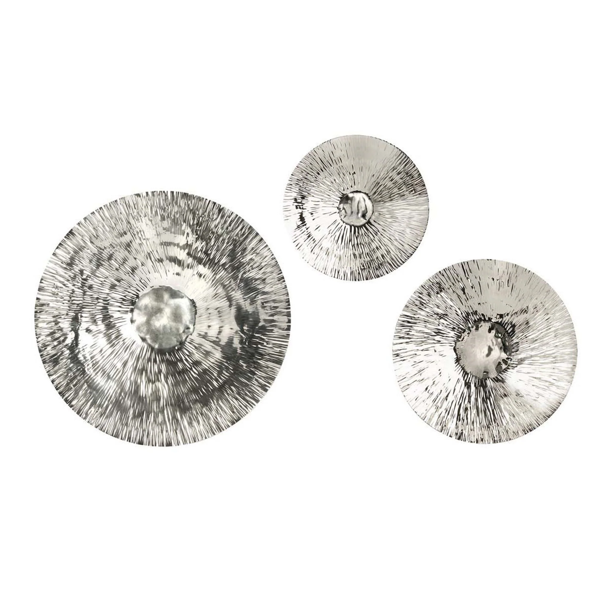Textured Oversized Disc, Wall Decor For Living Room (Set of 3) - Silver - Image 5