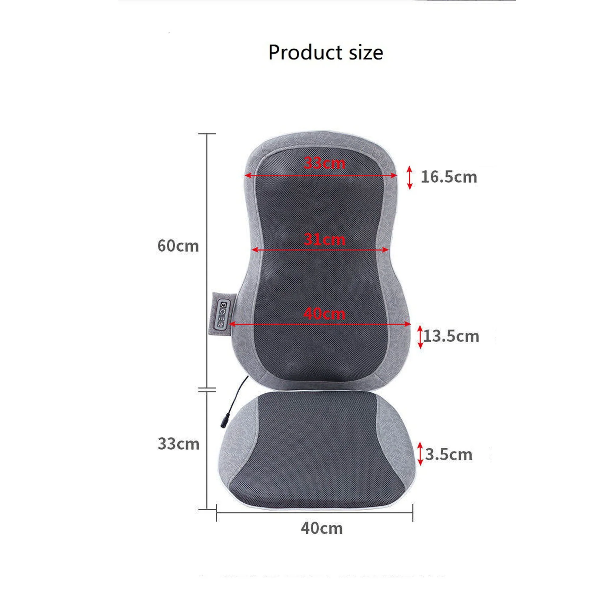 Therapeutic Shiatsu Massage Cushion With Heat Function, Polypropylene - Gray - Image 2