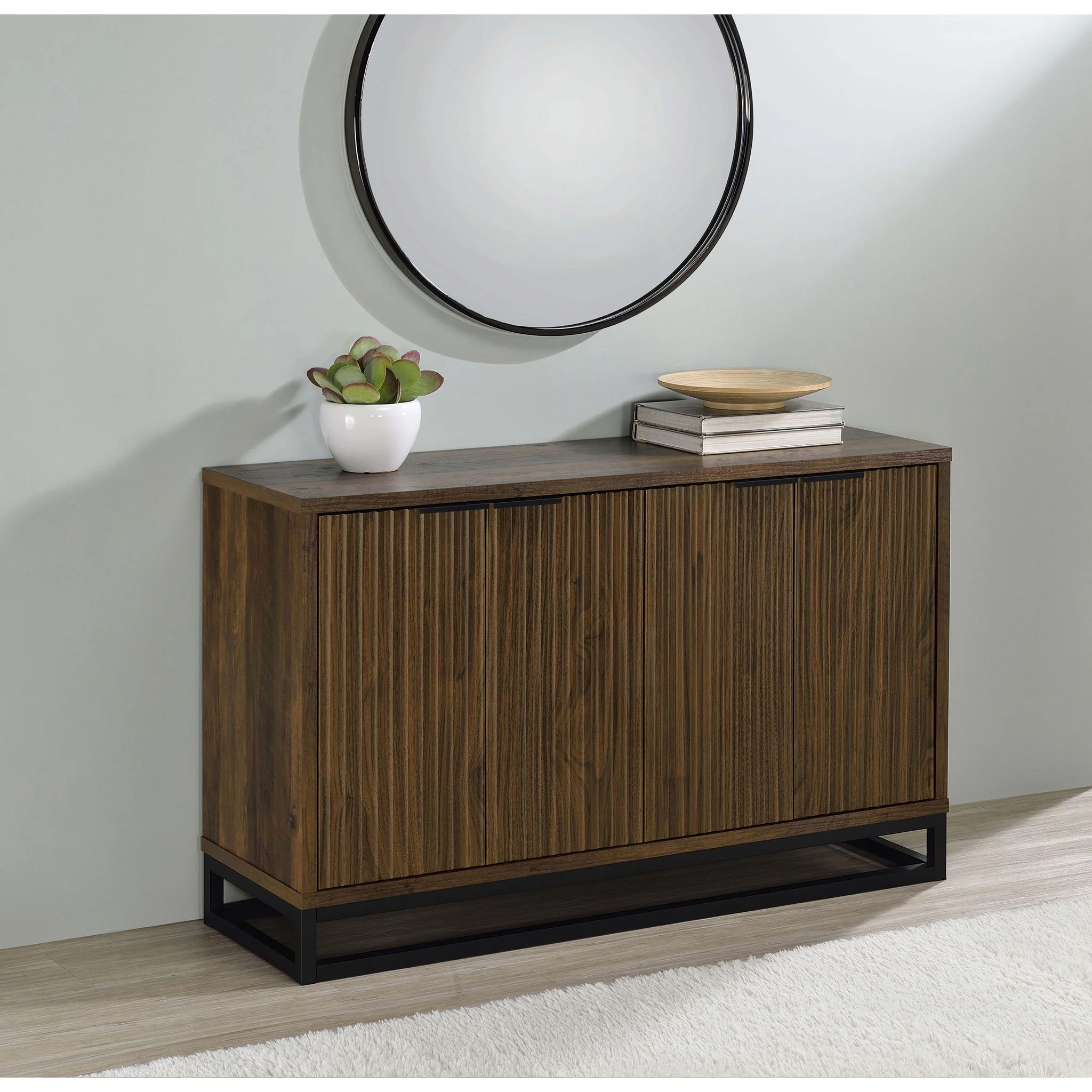 Thurston - 4 Door Accent Cabinet Carved Doors - Dark Brown - Image 9