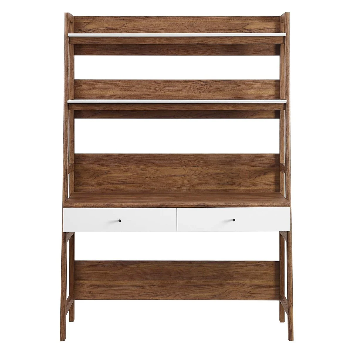 Tiered Office Desk with Bookshelf and Storage Drawers for Home and Office Workspace - Image 5