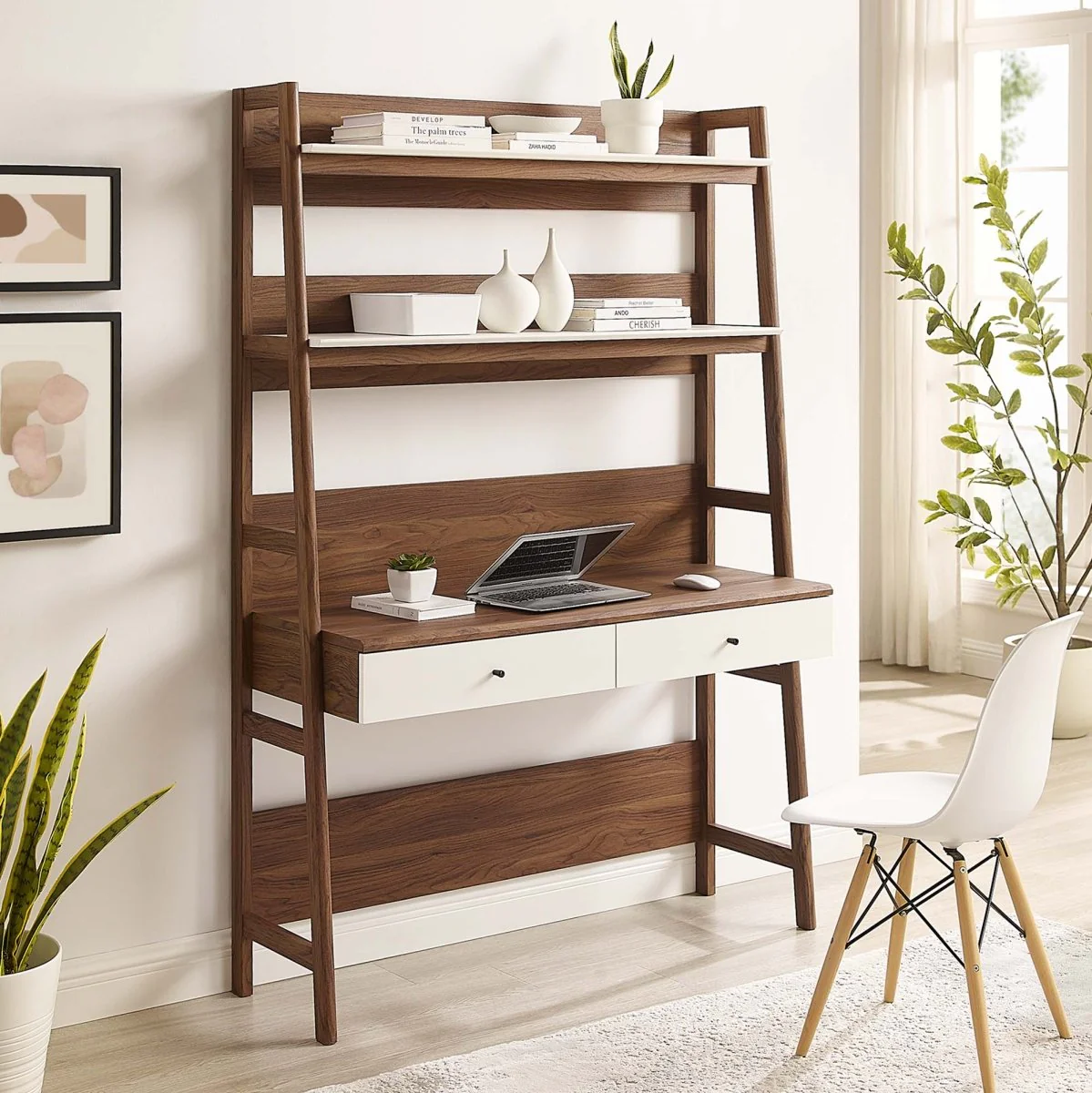 Tiered Office Desk with Bookshelf and Storage Drawers for Home and Office Workspace - Image 7