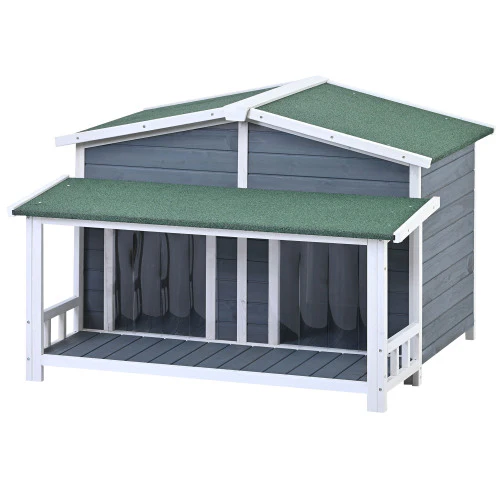 TimberPaws 47in Outdoor Wooden Dog House with Porch