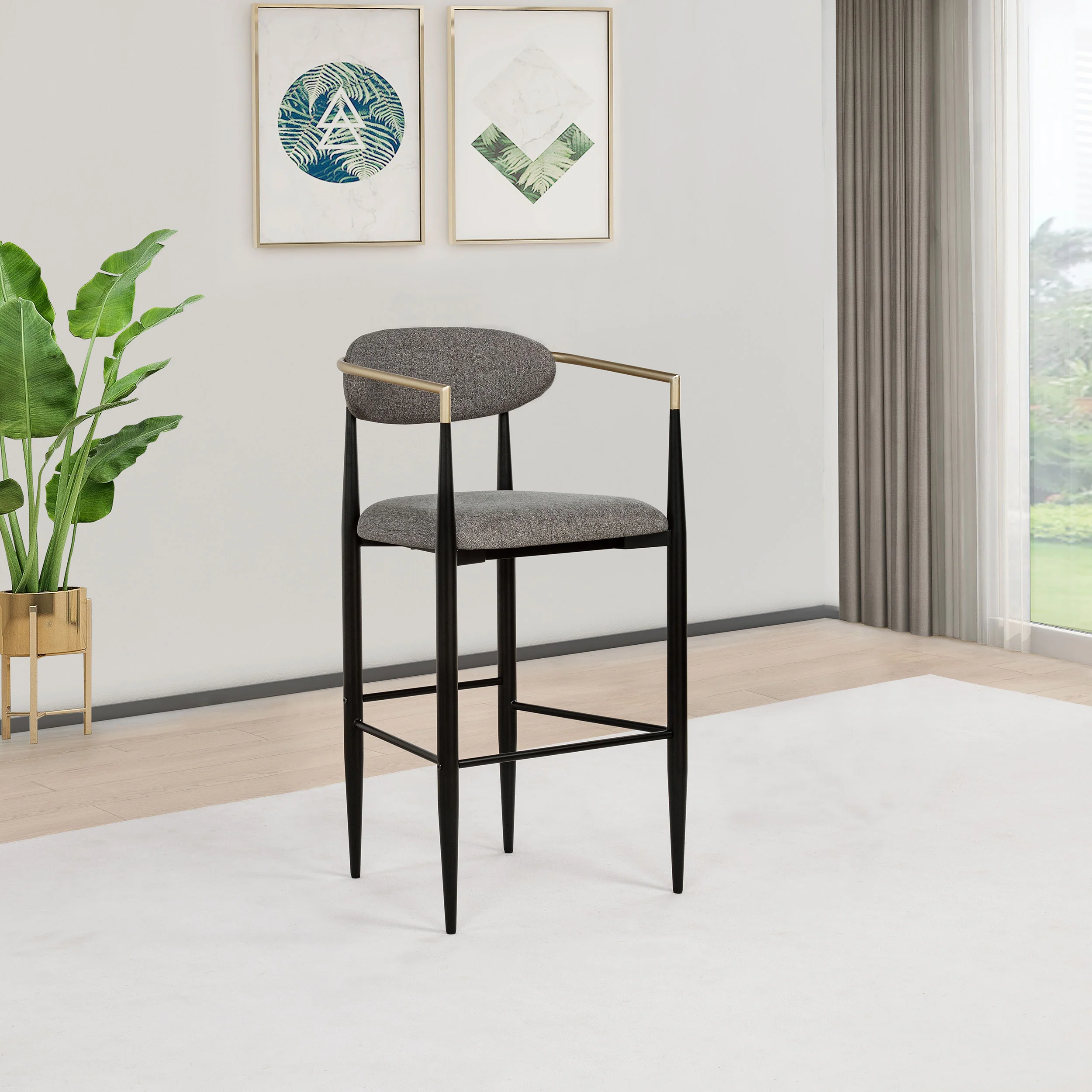 Tina Fabric Upholstered Bar Chair Dark Grey (Set of 2) - Image 3