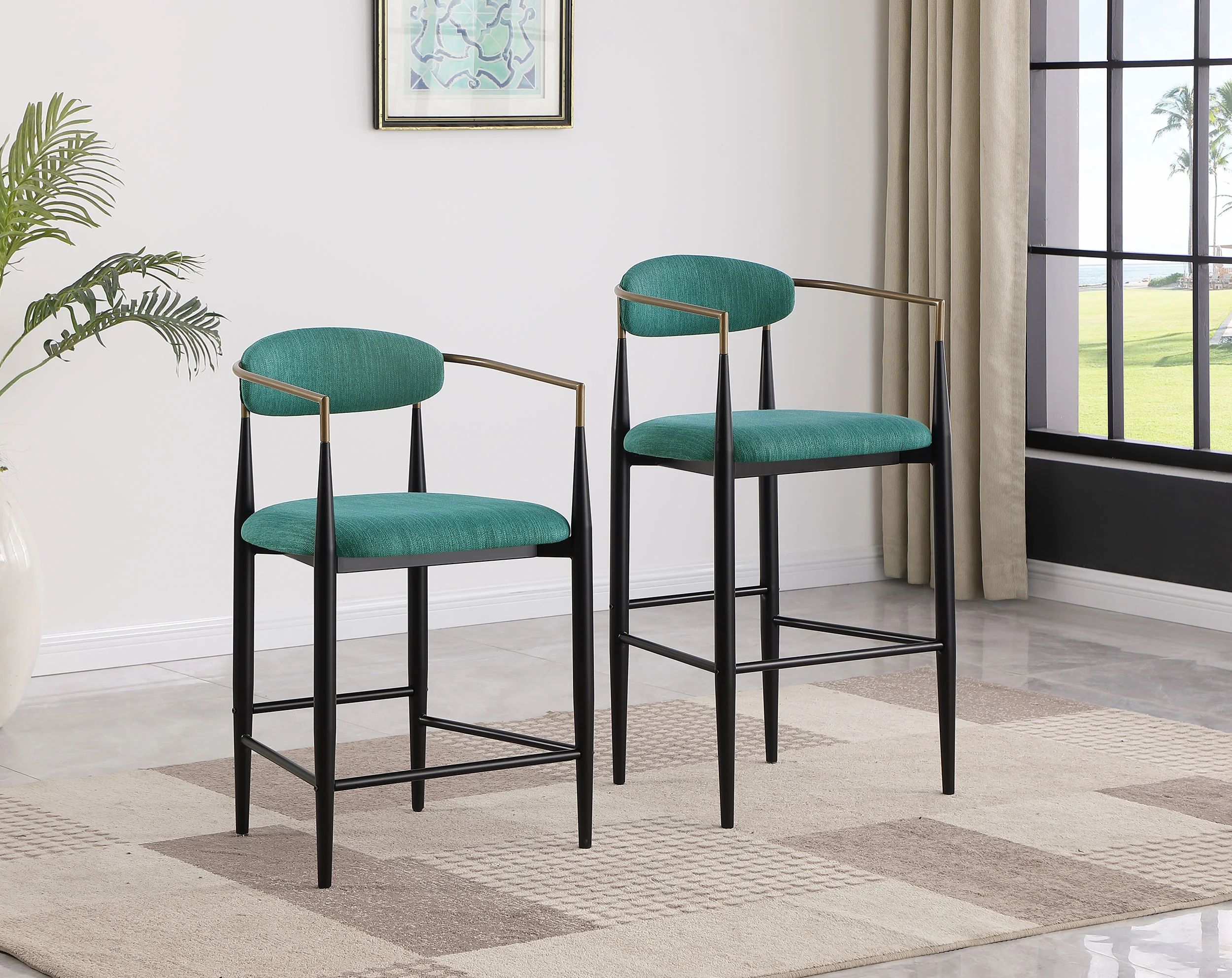 Tina Fabric Upholstered Bar Chair Green - Set of 2 - Image 14