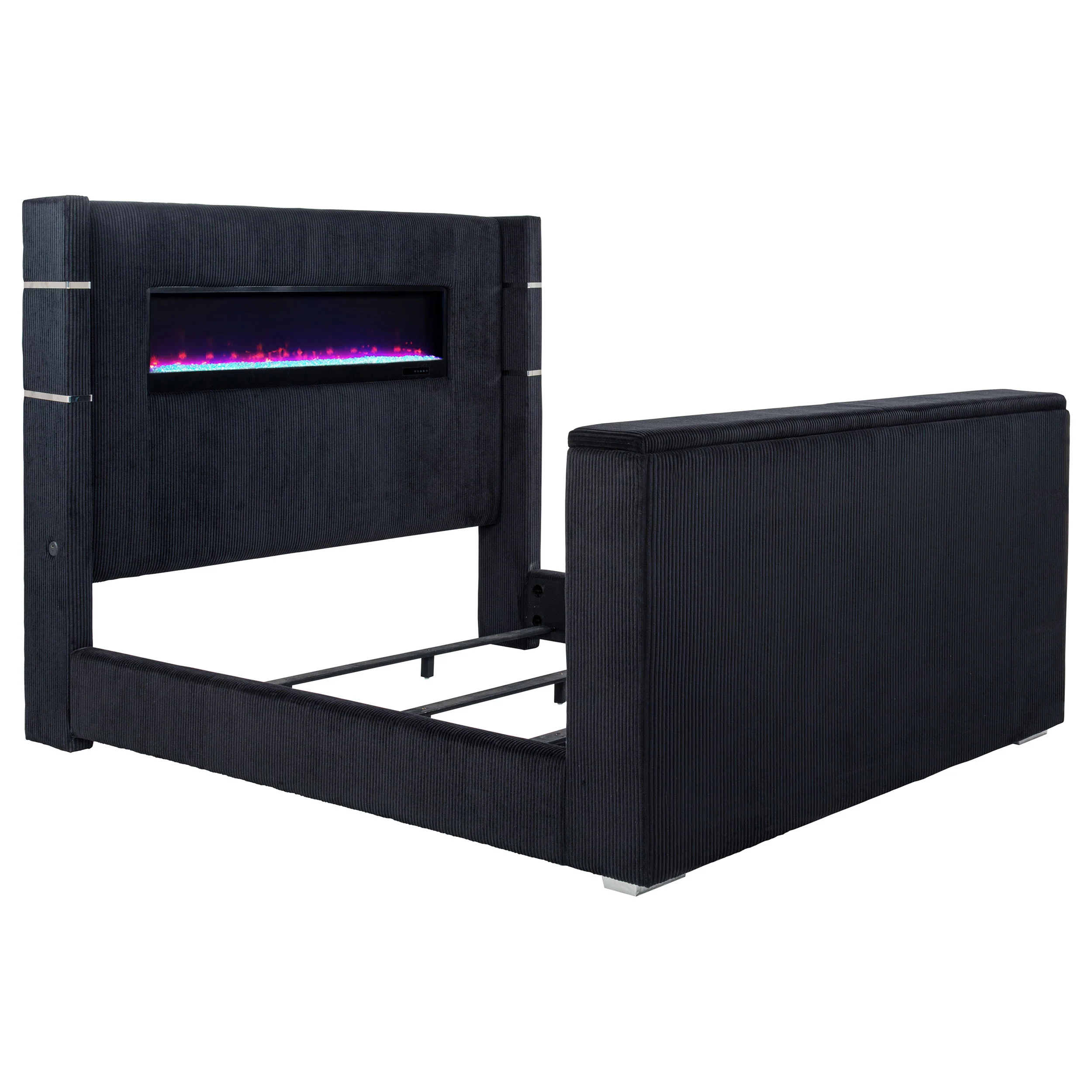 Tisdall Eastern King Flame Visualizer Wingback TV Bed Black - Image 2