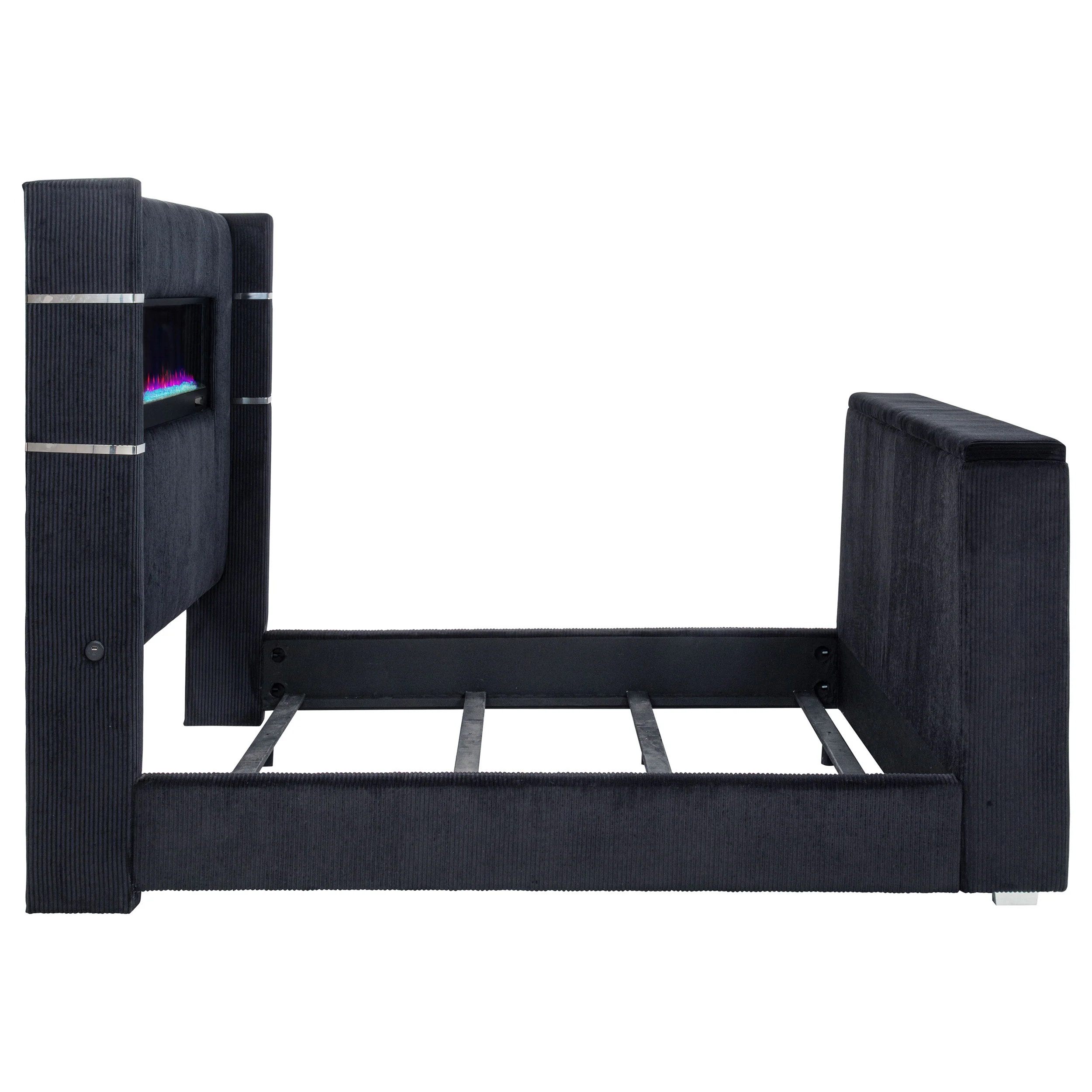 Tisdall Eastern King Flame Visualizer Wingback TV Bed Black - Image 8
