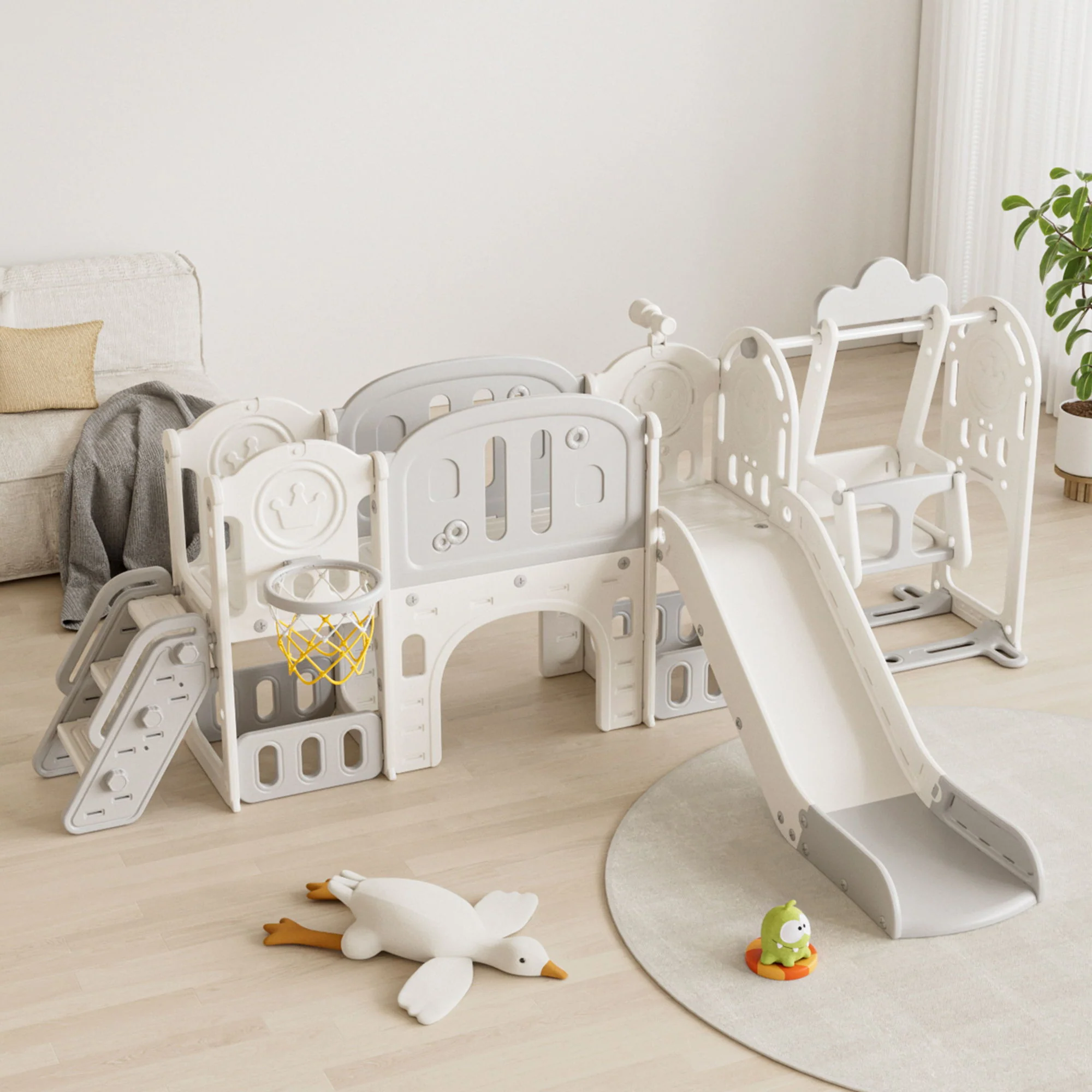 Toddler Slide Kids Playground With Basketball Hoop And Swing - Image 4