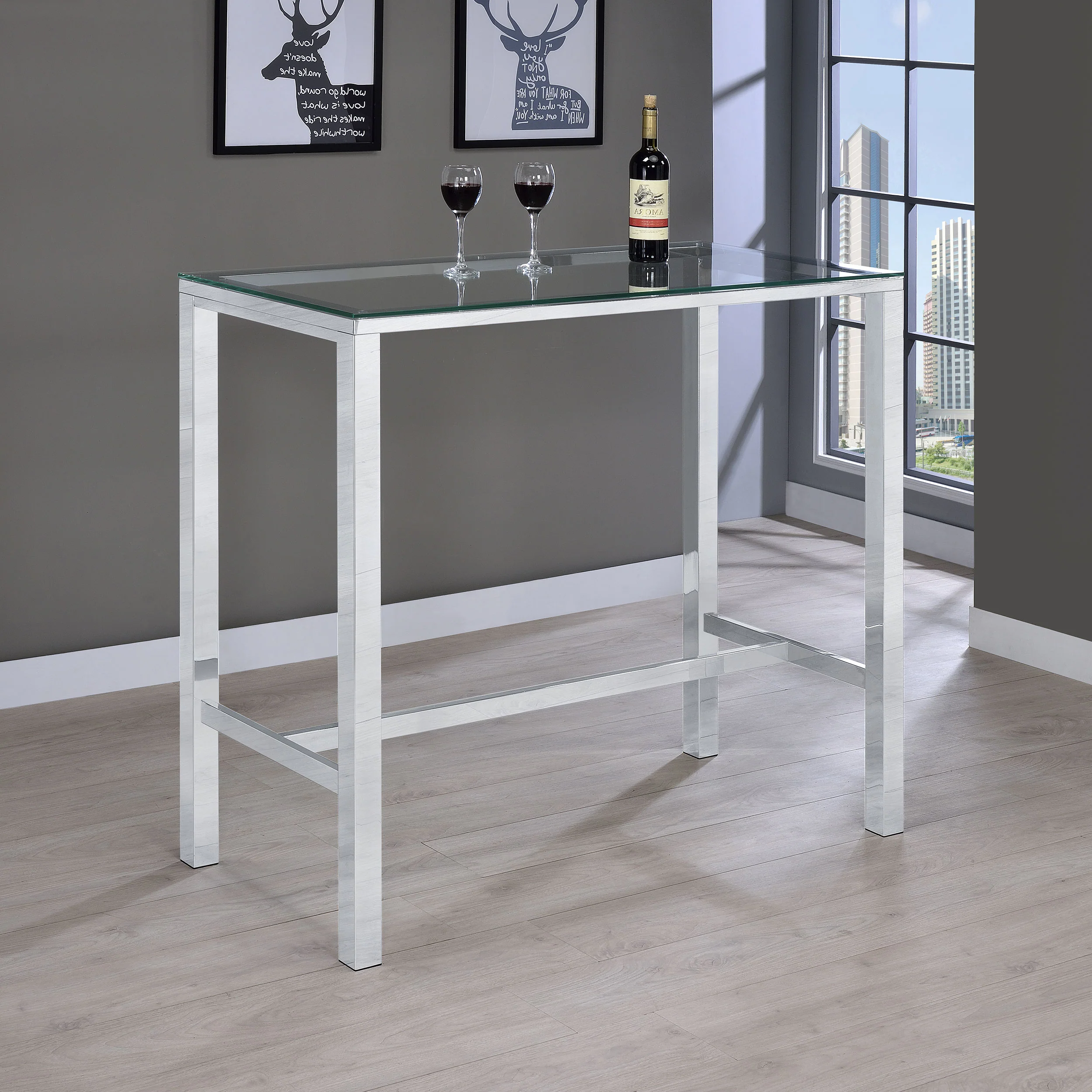 Tolbert Rectangular 47-inch Glass Top Pub Bar Table - Image 3