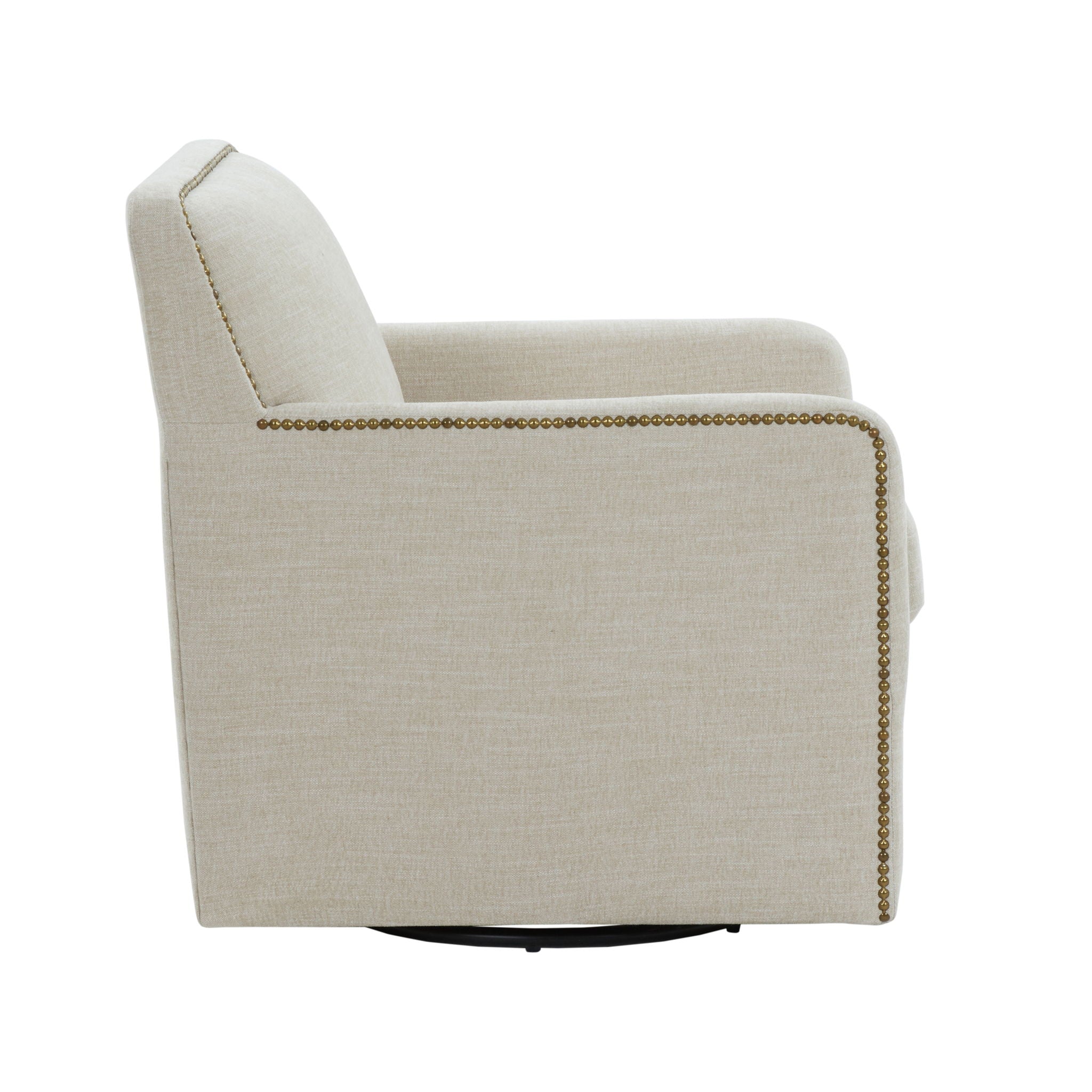 Tolland - Swivel Accent Chair With Antique Brass Nailhead Trim - Beige - Image 2
