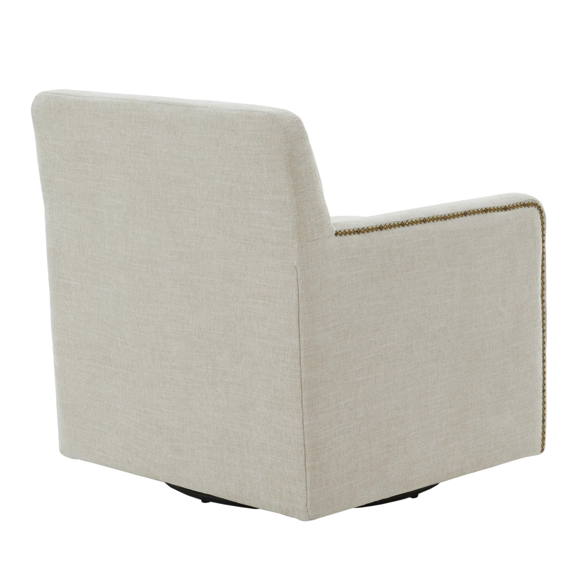 Tolland - Swivel Accent Chair With Antique Brass Nailhead Trim - Beige - Image 6