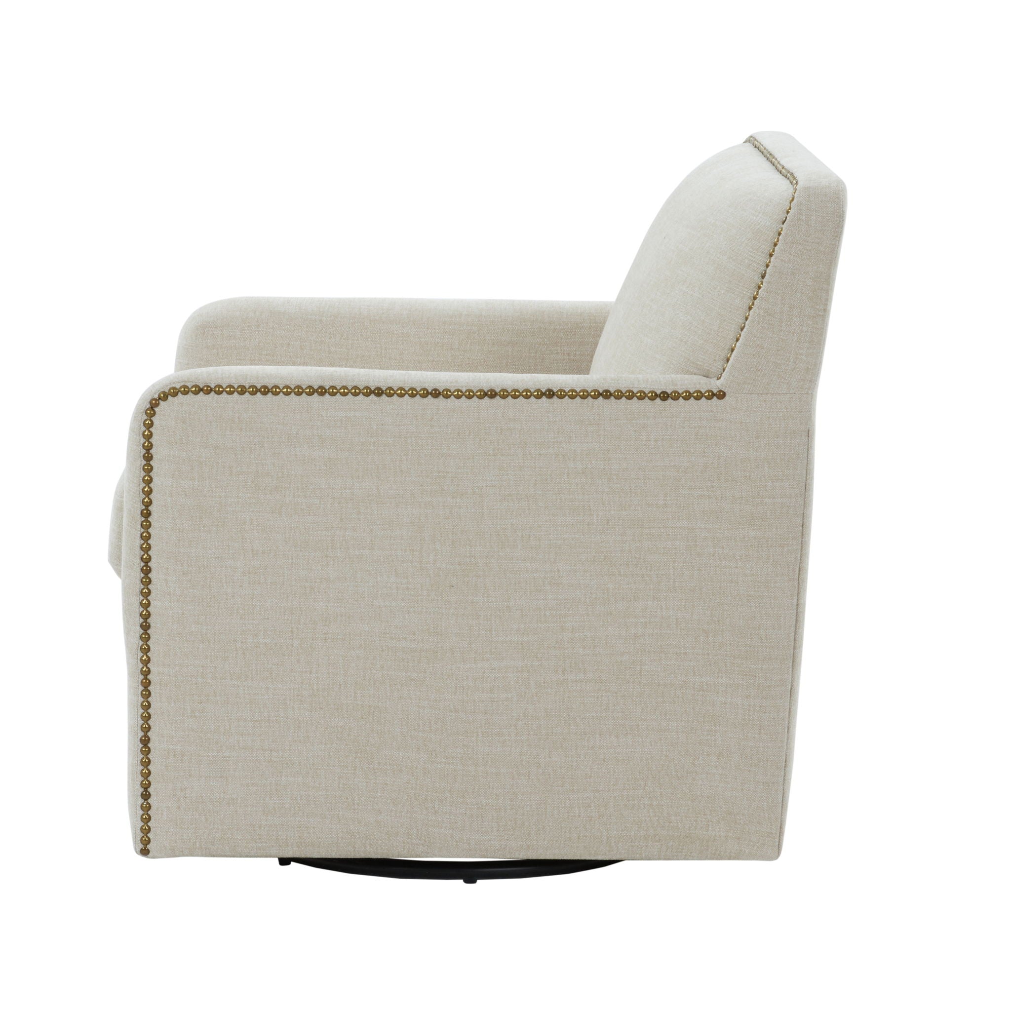 Tolland - Swivel Accent Chair With Antique Brass Nailhead Trim - Beige - Image 7