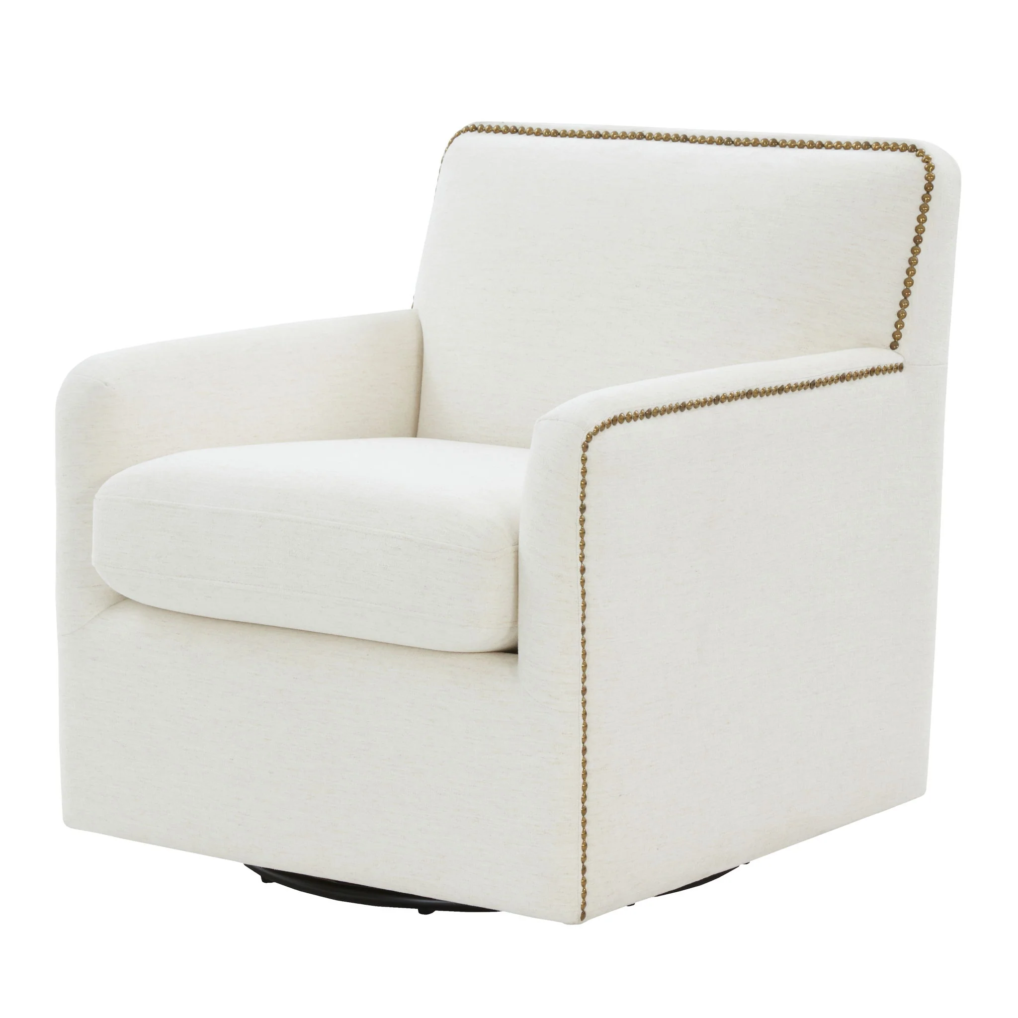Tolland - Swivel Accent Chair With Antique Brass Nailhead Trim - Cream - Image 8