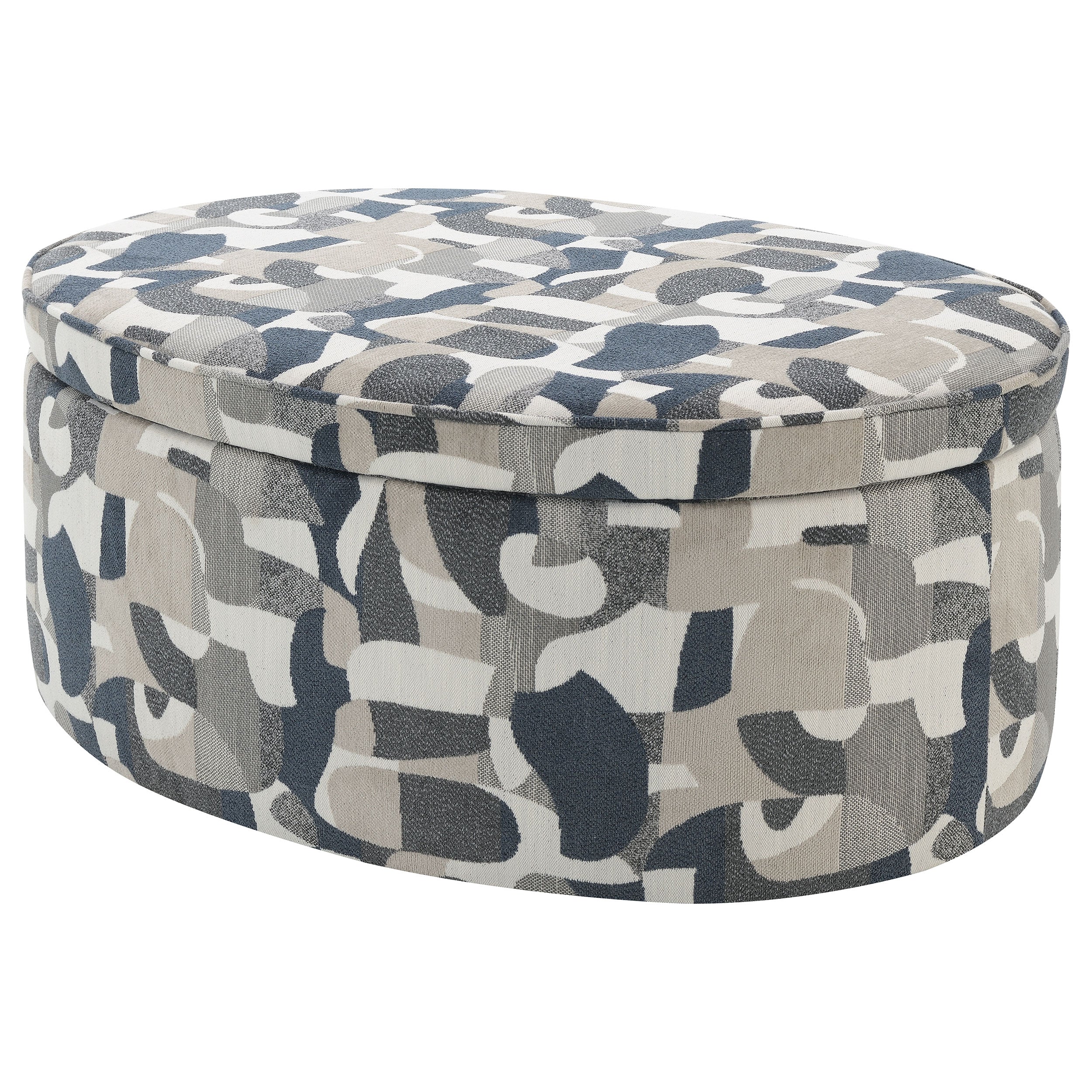 Tomkins Oval Upholstered Storage Ottoman, Indigo Blue - Image 10