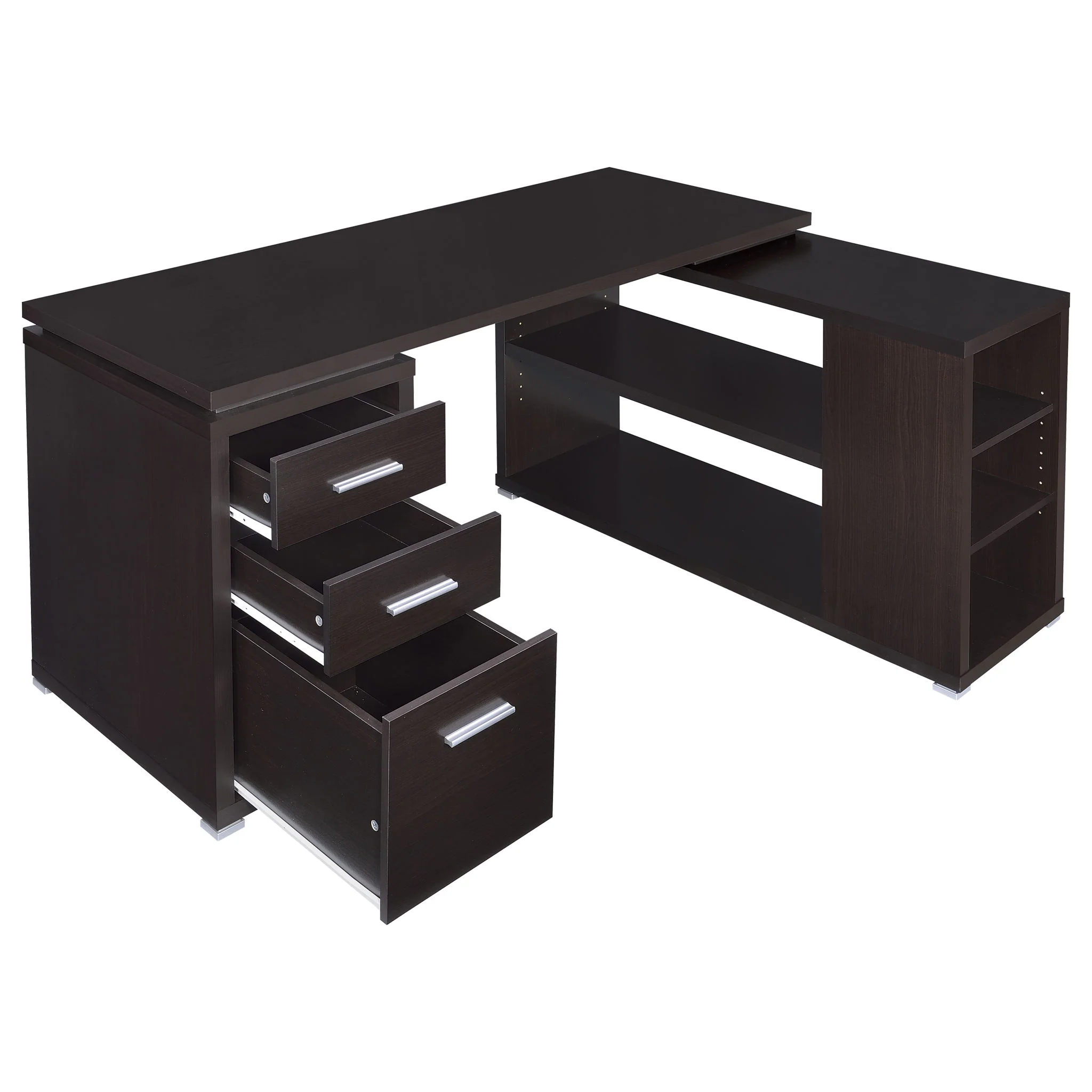 Tona - L-Shape Computer Desk With 3 Drawers And 5 Shelves - Image 27