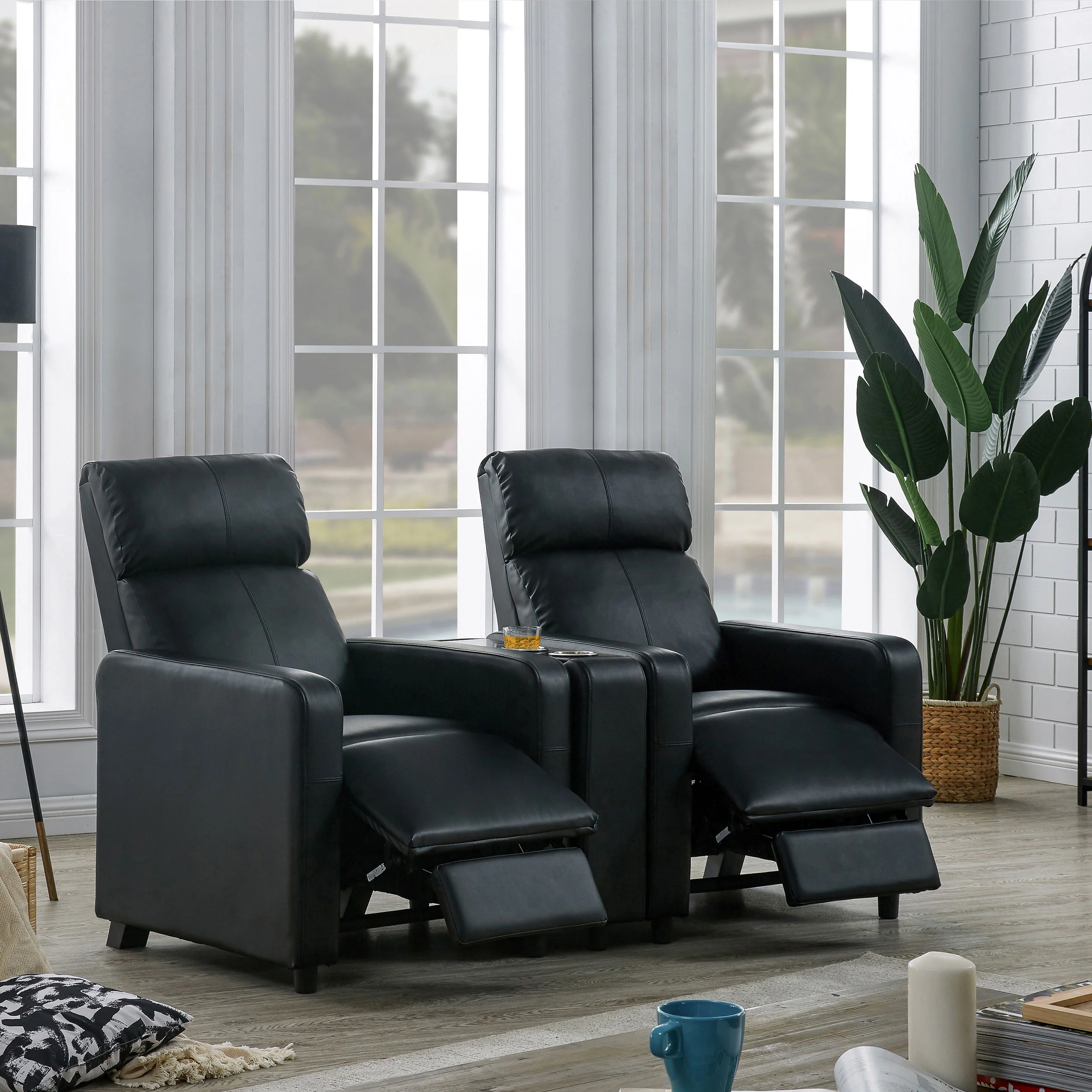 Toohey Upholstered Push Back Recliner - Black Leatherette - Image 13
