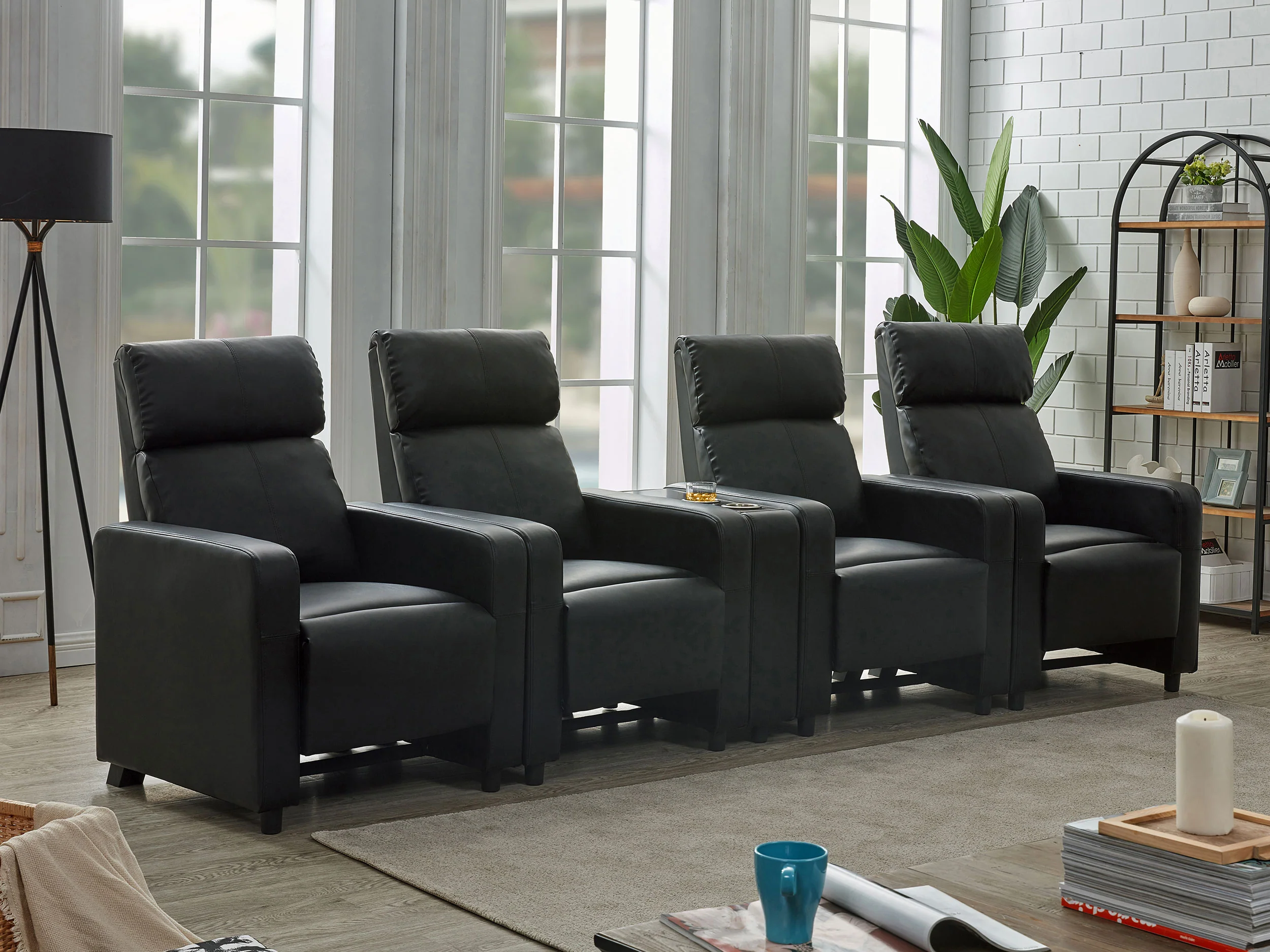 Toohey Upholstered Tufted Recliner Living Room Set Black - Image 3