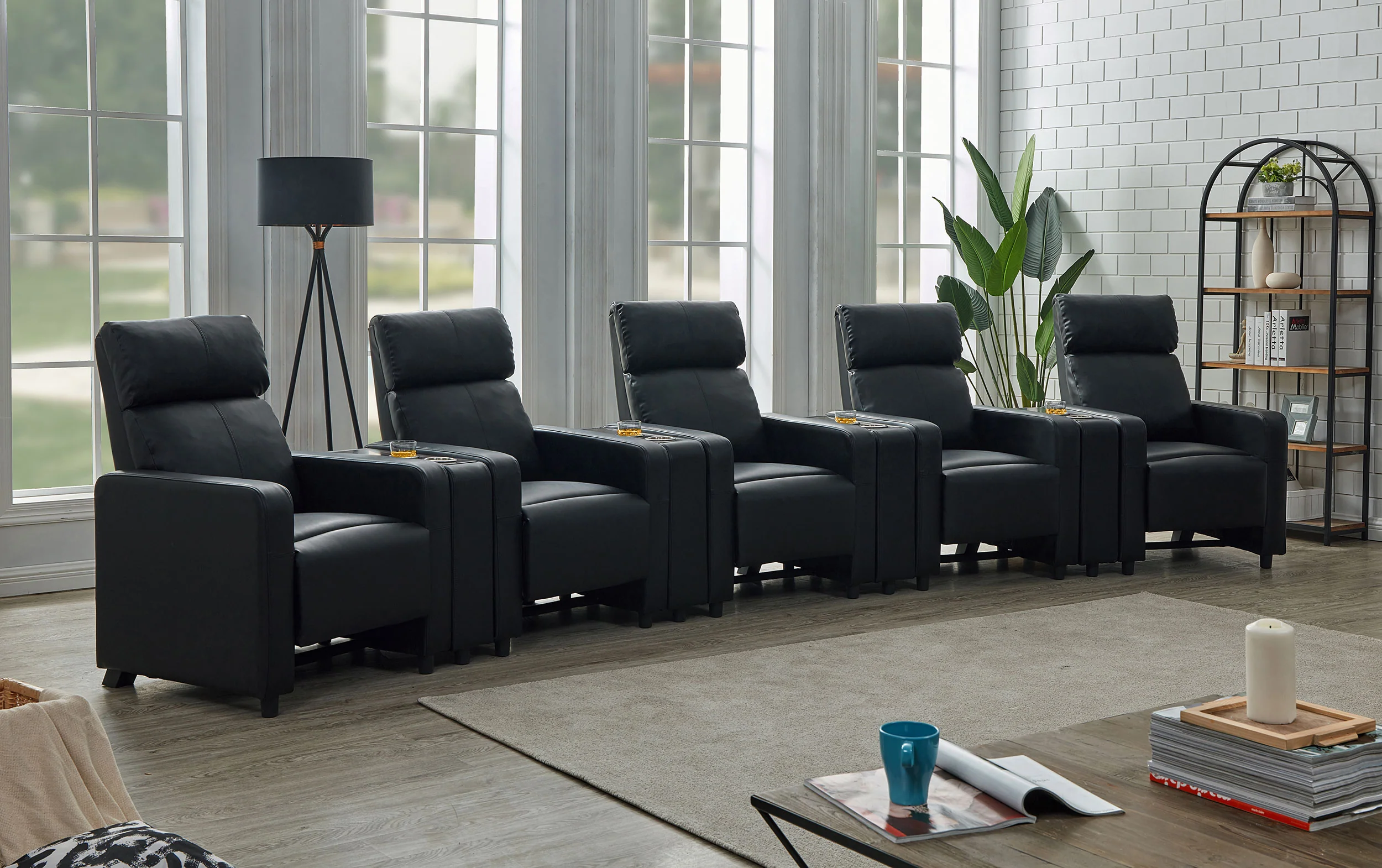 Toohey Upholstered Tufted Recliner Living Room Set Black - Image 2
