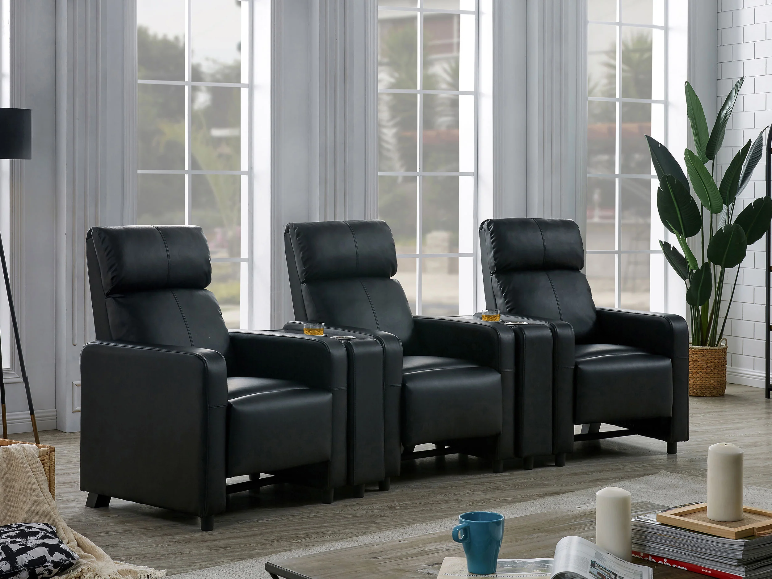 Toohey Upholstered Tufted Recliner Living Room Set Black - Image 4