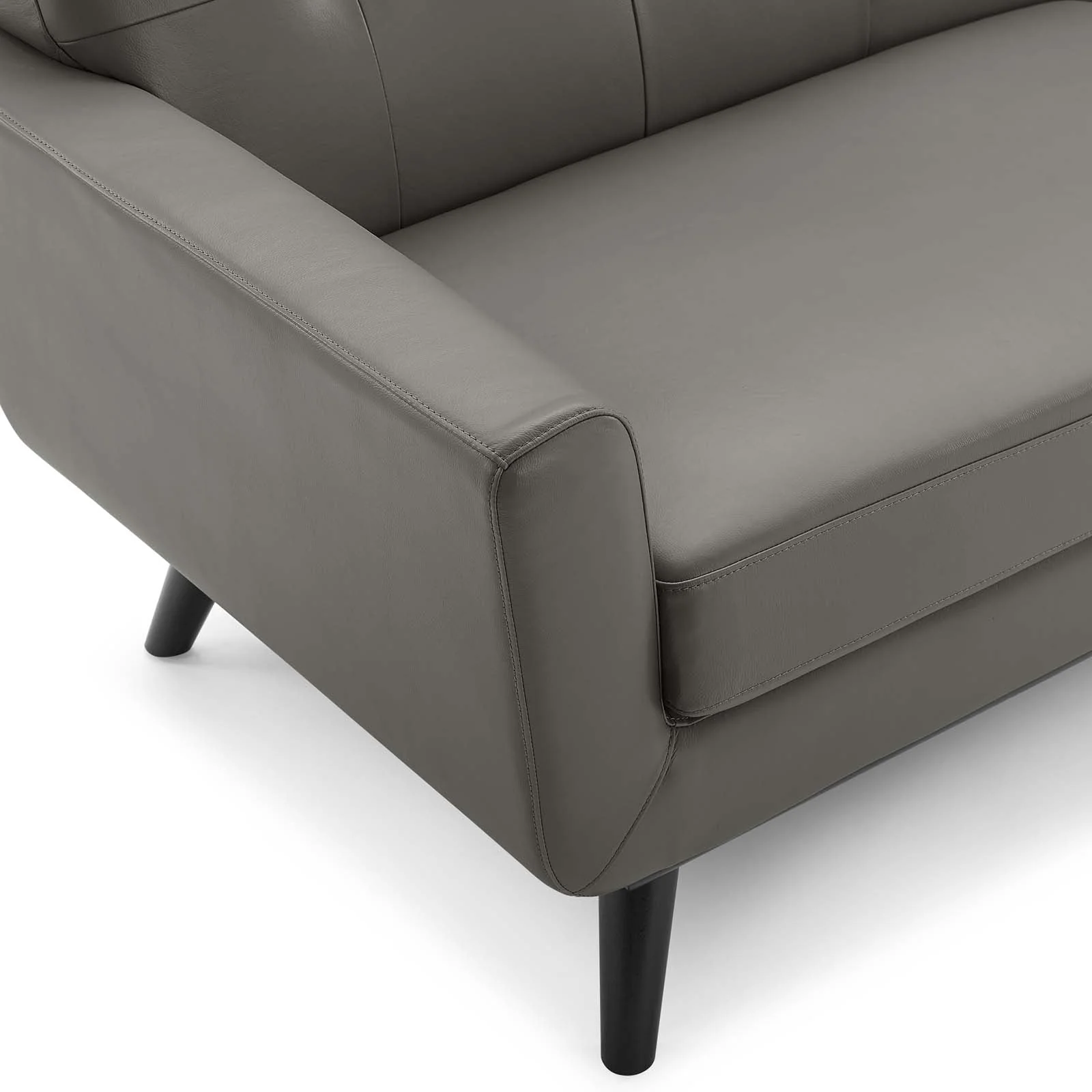 Top-Grain Leather 90" Sofa with Button Tufting and Splayed Legs - Image 4