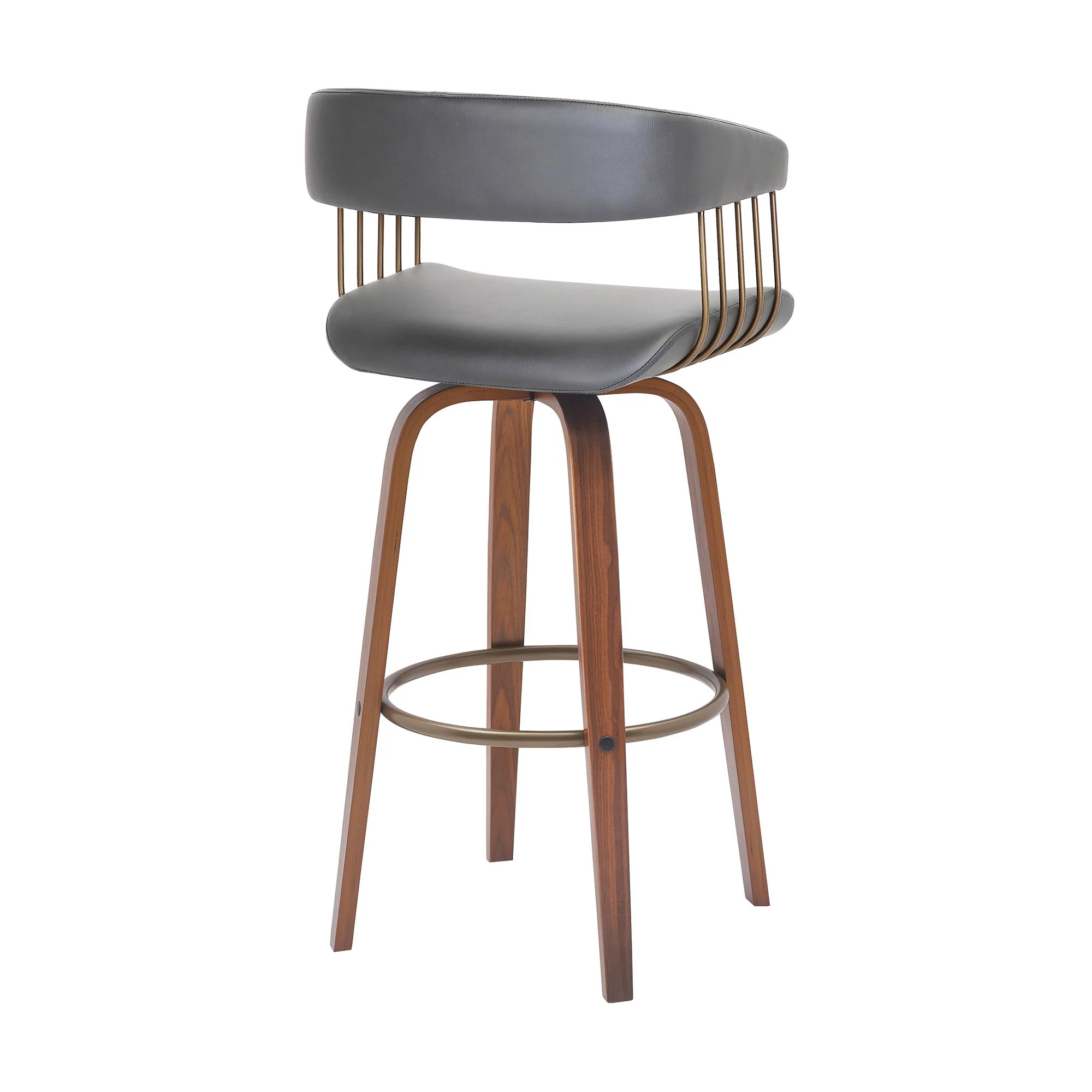 Topanga - Swivel Walnut Wood Stool - Image 33