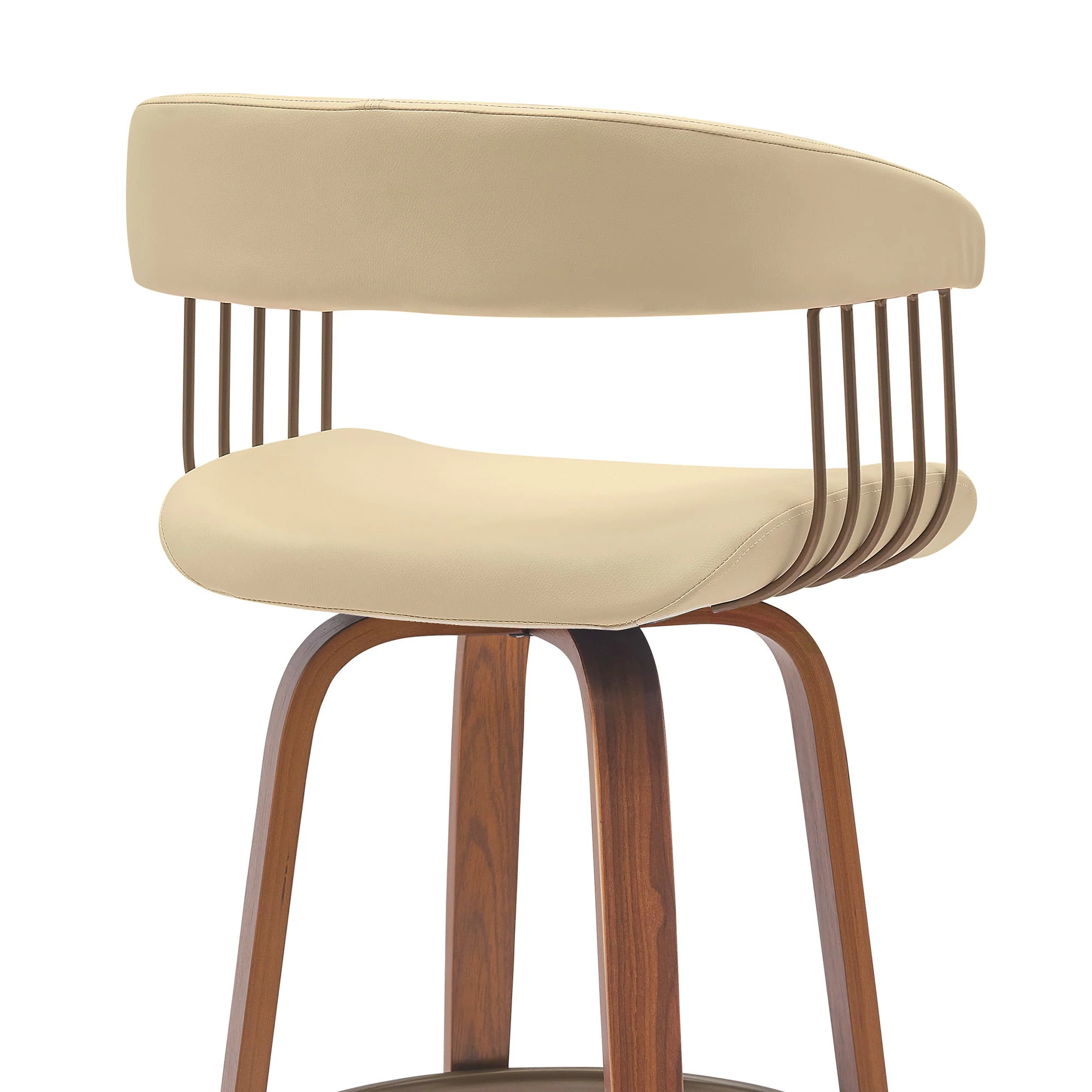 Topanga - Swivel Walnut Wood Stool - Image 36