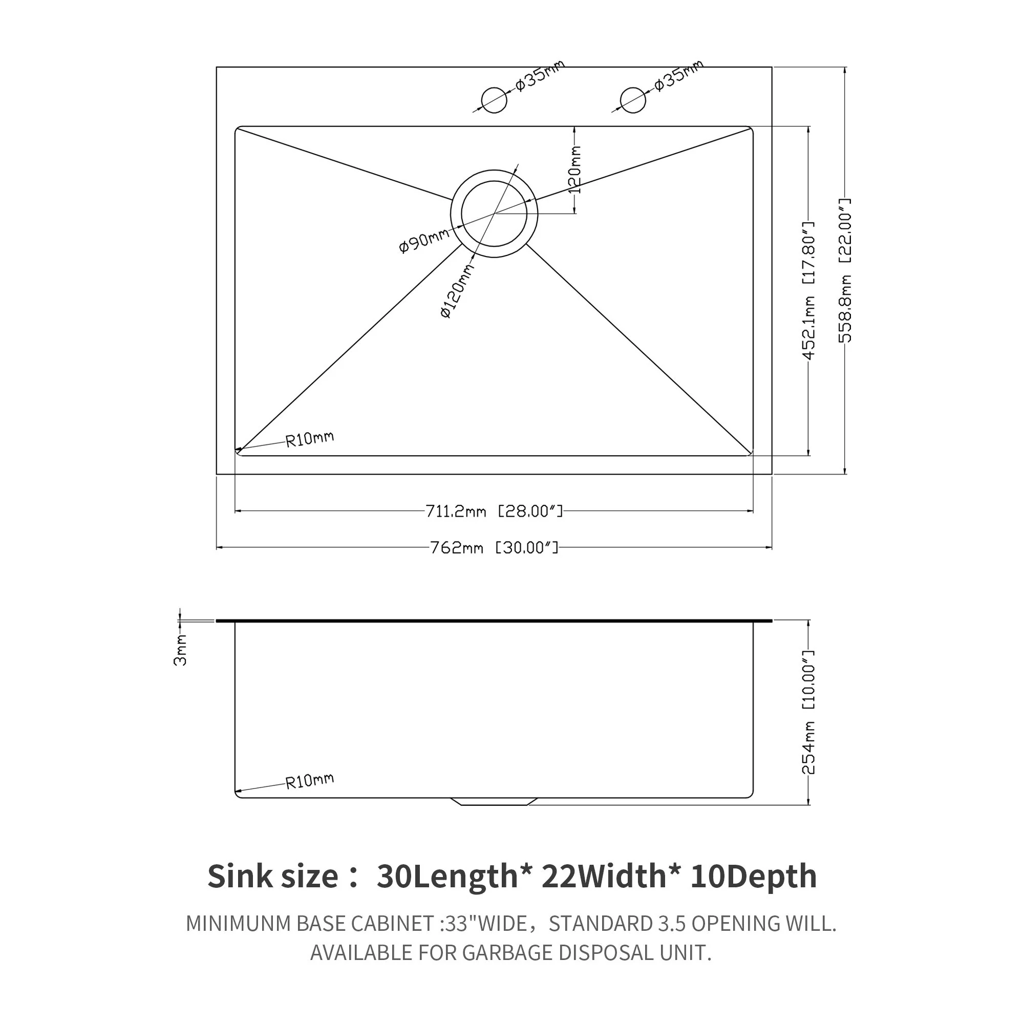 Topmount Kitchen Sink 16 Gauge, Single Bowl - Image 38
