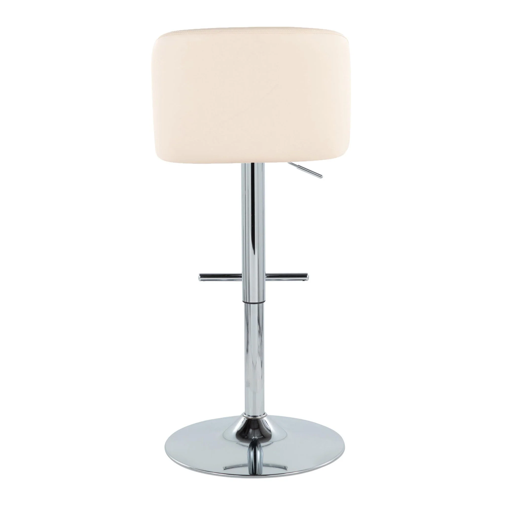 Toriano - Contemporary Adjustable Barstool With Swivel With Straight T Footrest (Set of 2) - Cream / Chrome - Image 2