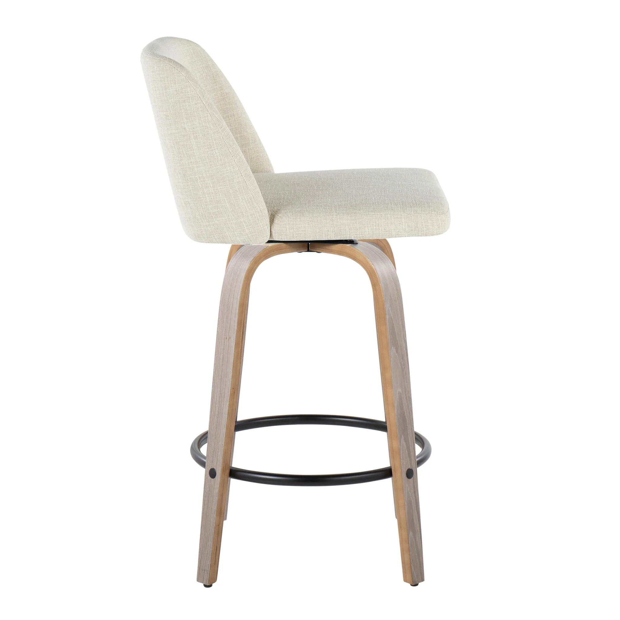 Toriano - Contemporary Fixed Height Counter Stool Swivel & Round Footrest (Set of 2) - Image 4