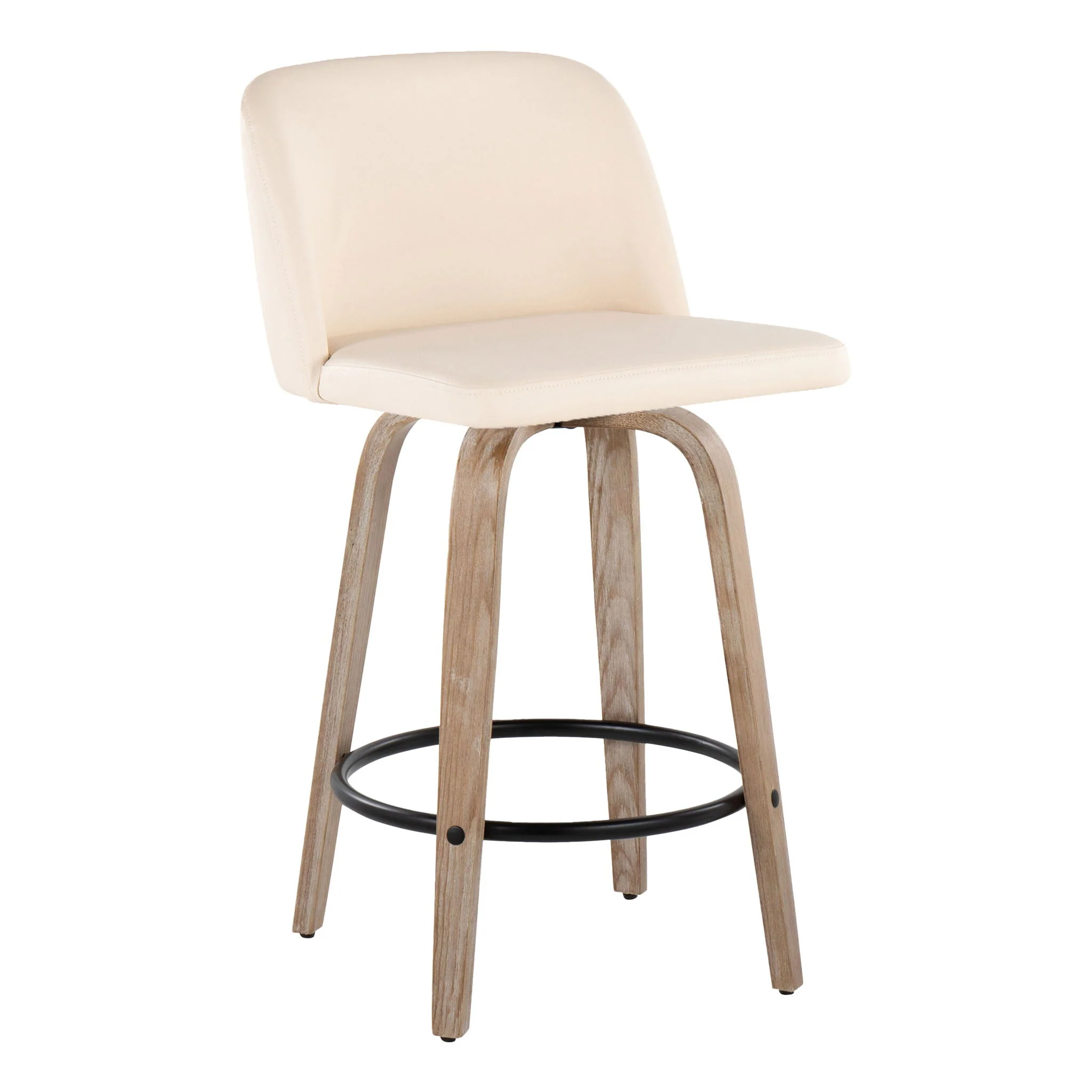 Toriano - Contemporary Fixed-Height Counter Stool & Swivel With Round Footrest (Set of 2) - Image 29
