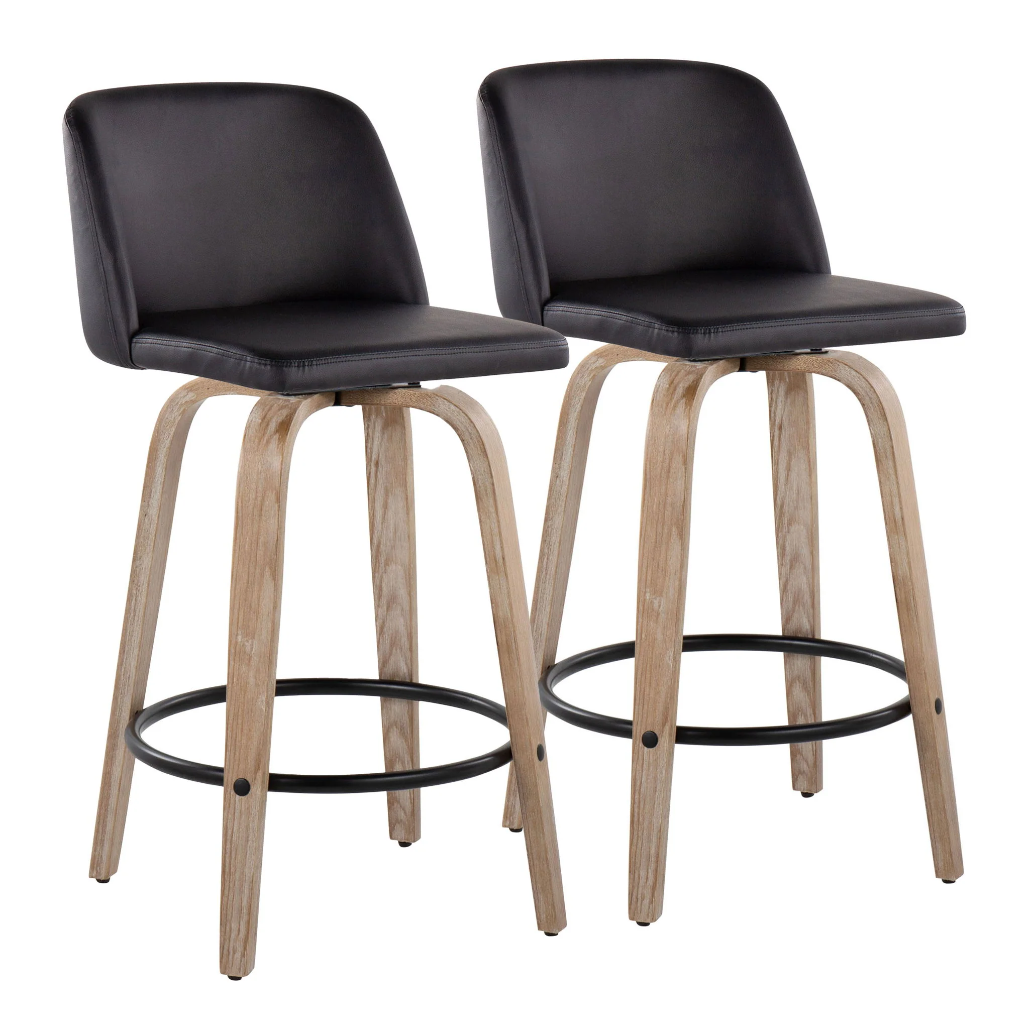 Toriano - Contemporary Fixed-Height Counter Stool & Swivel With Round Footrest (Set of 2) - Image 6