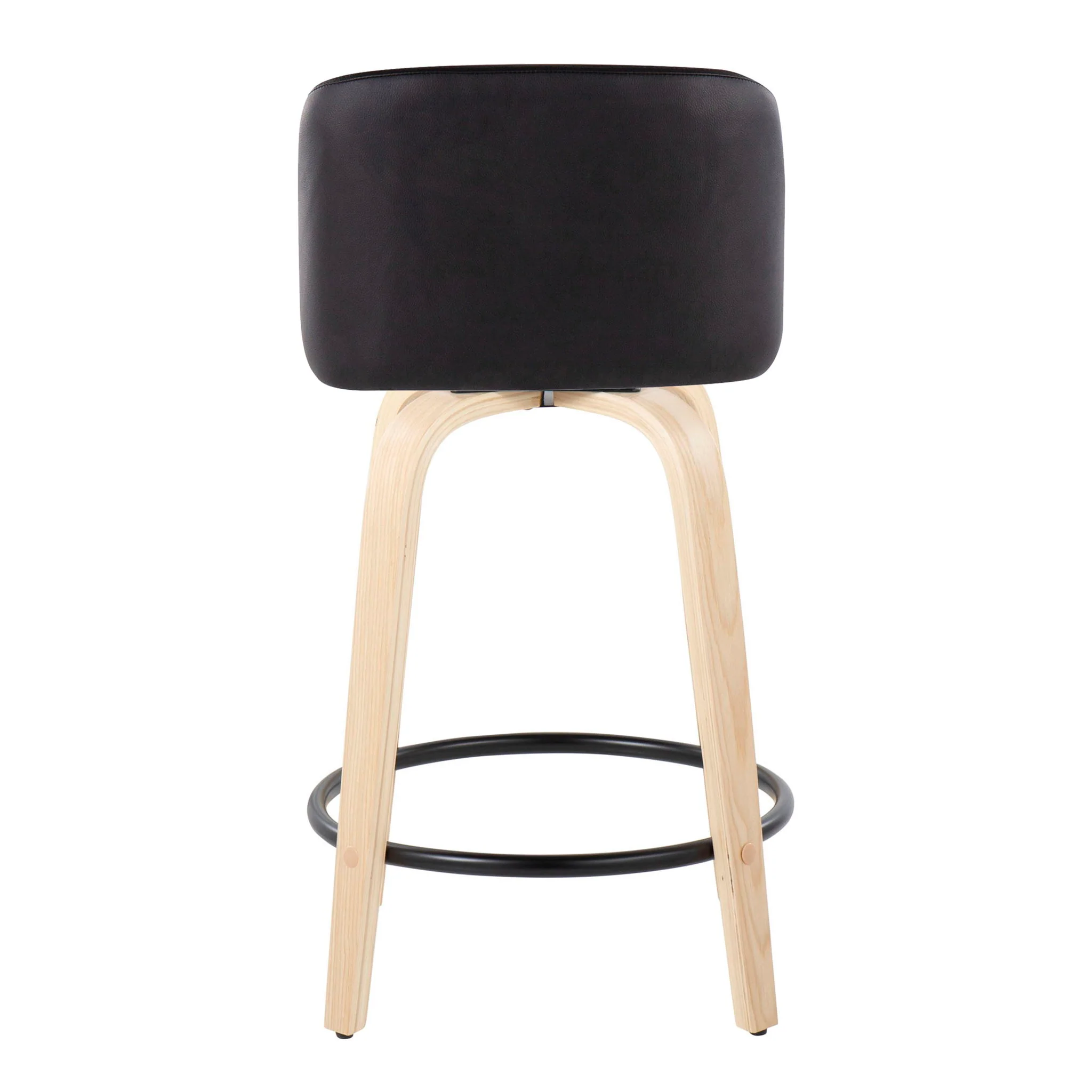 Toriano - Contemporary, Fixed Height Counter Stool With Swivel And Round Footrest (Set of 2) - Image 4