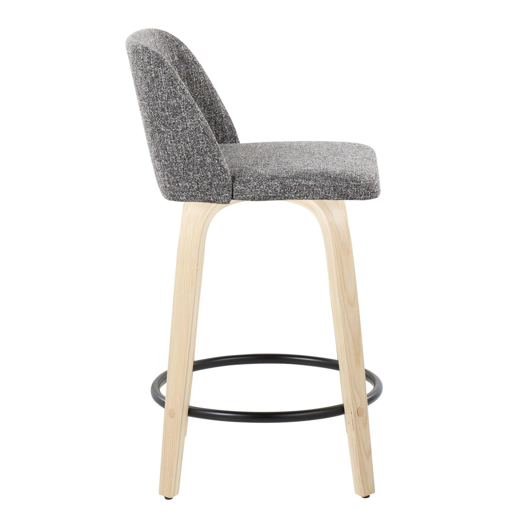 Toriano - Contemporary, Fixed Height Counter Stool With Swivel And Round Footrest (Set of 2) - Image 5