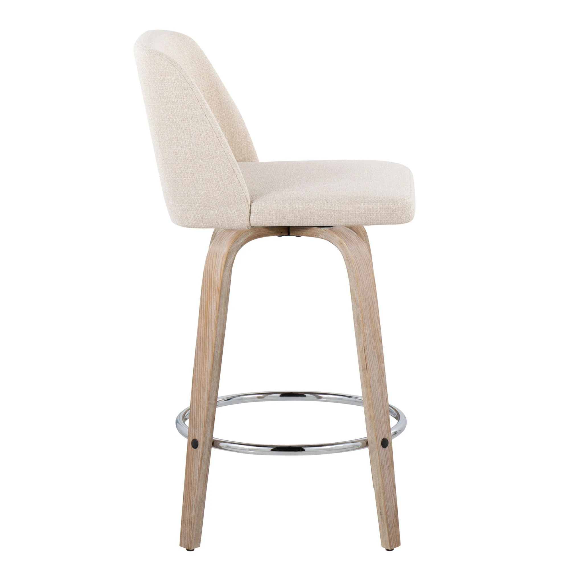 Toriano - Contemporary Fixed Height Counter Stool With Swivel & Round Footrest Modern Design (Set of 2) - Image 5
